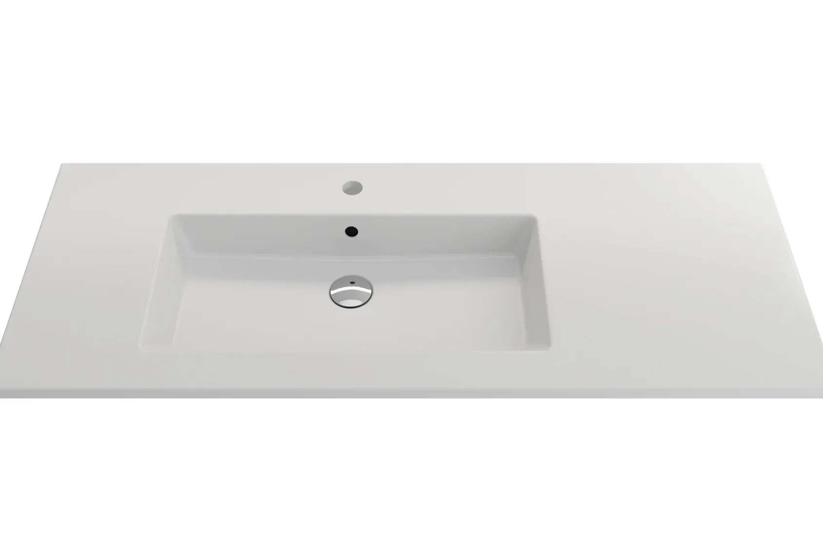 BOCCHI Ravenna 48" Rectangle Wallmount Fireclay Bathroom Sink, Matte White, Single Faucet Hole, 1305-002-0126