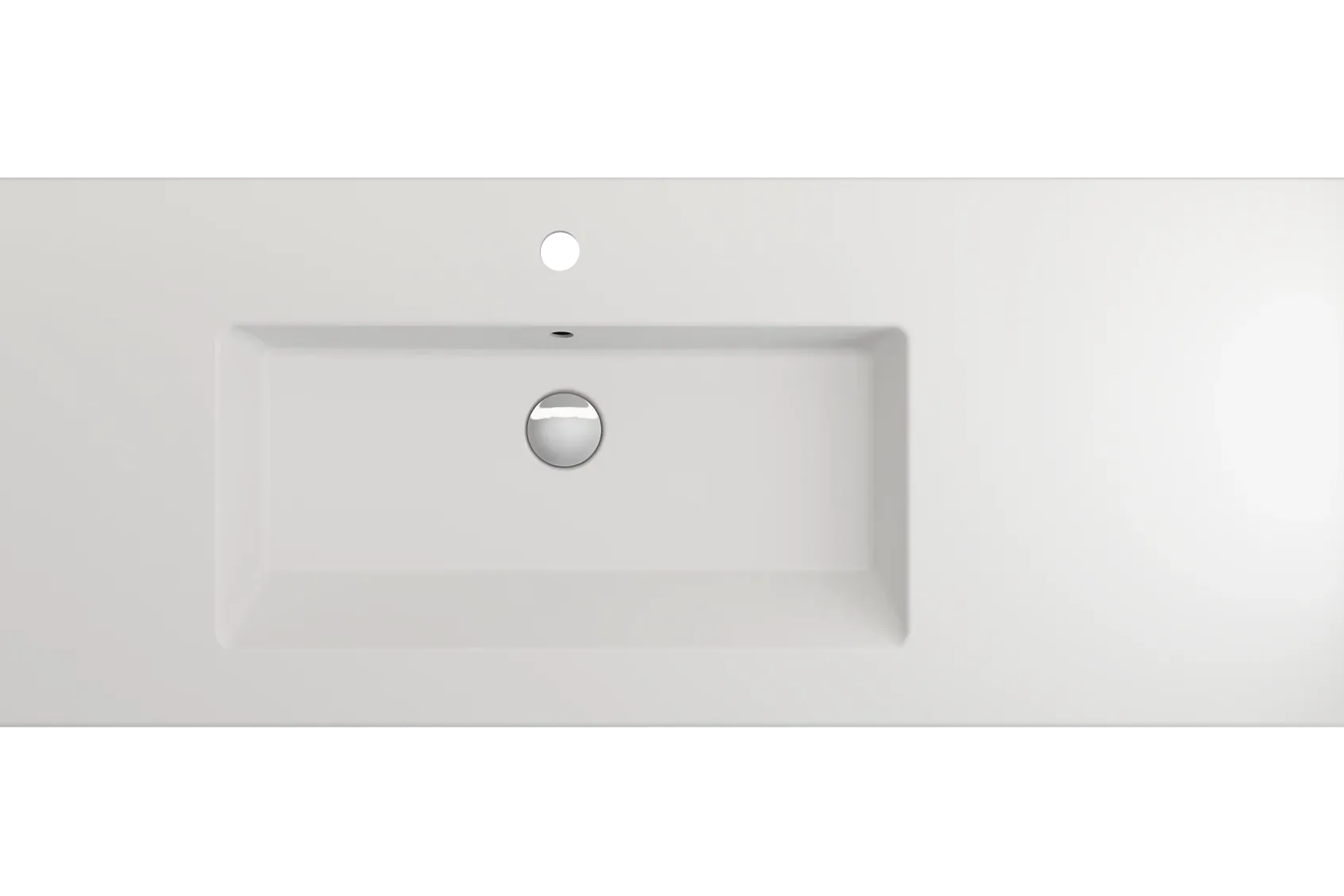 BOCCHI Ravenna 48" Rectangle Wallmount Fireclay Bathroom Sink, Matte White, Single Faucet Hole, 1305-002-0126