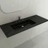 BOCCHI Ravenna 48" Rectangle Wallmount Fireclay Bathroom Sink, Black, 3 Faucet Hole, 1305-005-0127