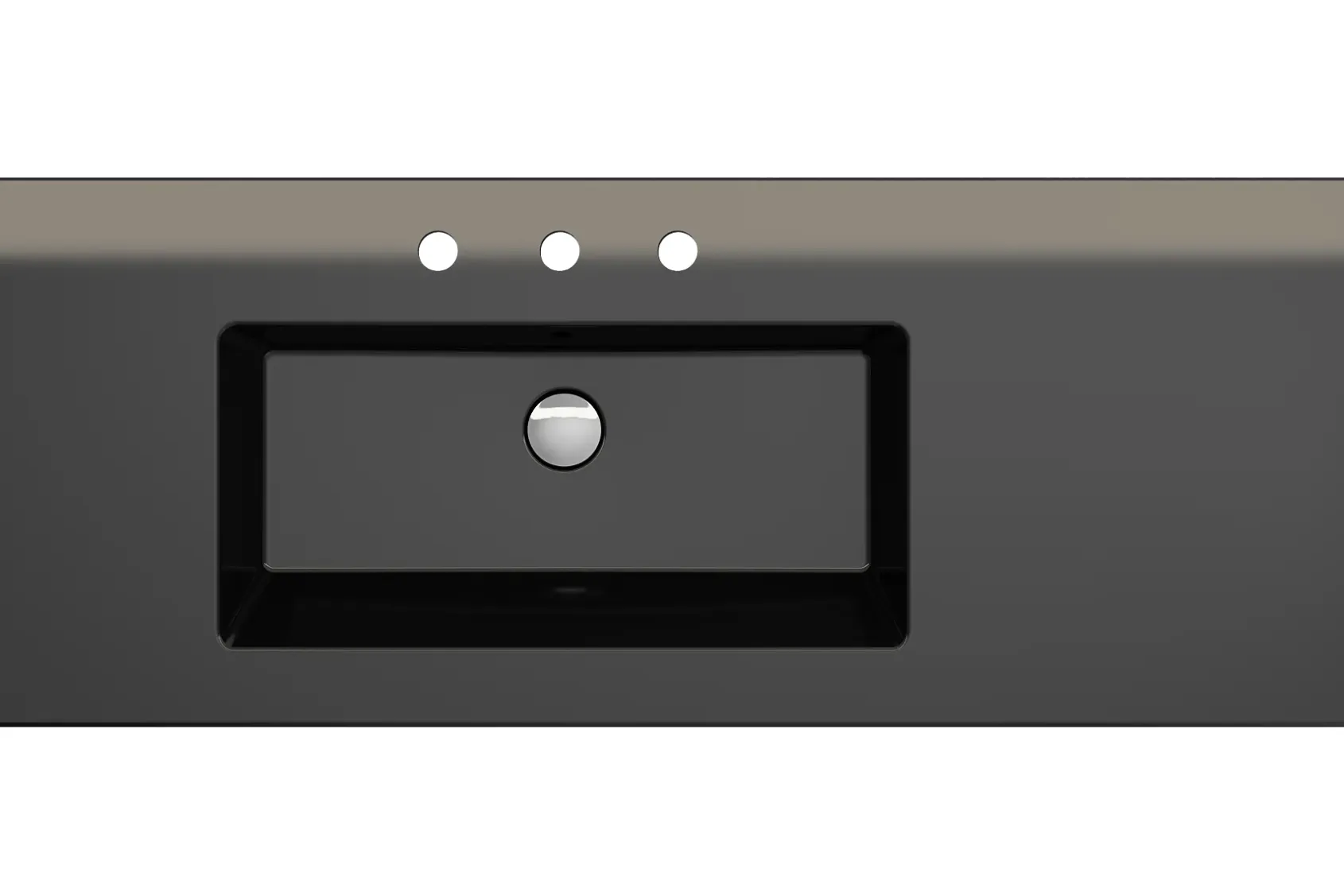 BOCCHI Ravenna 48" Rectangle Wallmount Fireclay Bathroom Sink, Black, 3 Faucet Hole, 1305-005-0127