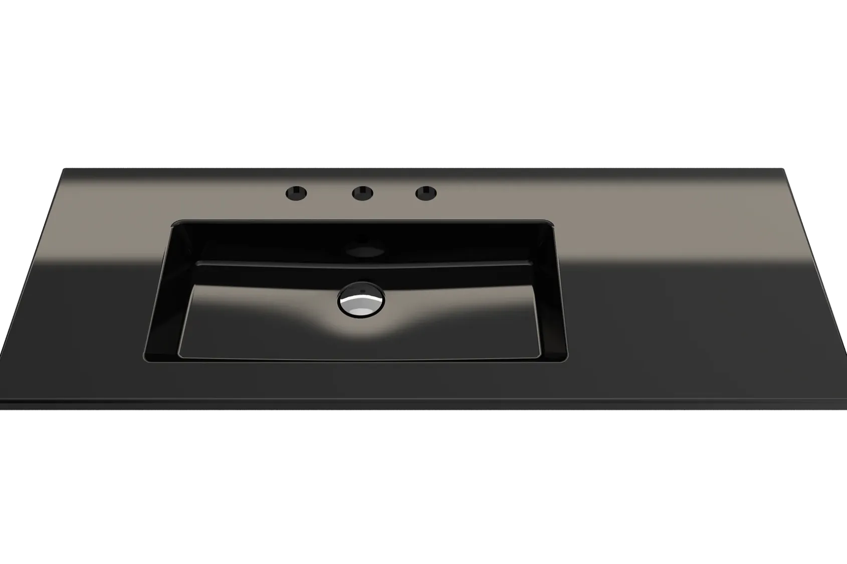 BOCCHI Ravenna 48" Rectangle Wallmount Fireclay Bathroom Sink, Black, 3 Faucet Hole, 1305-005-0127