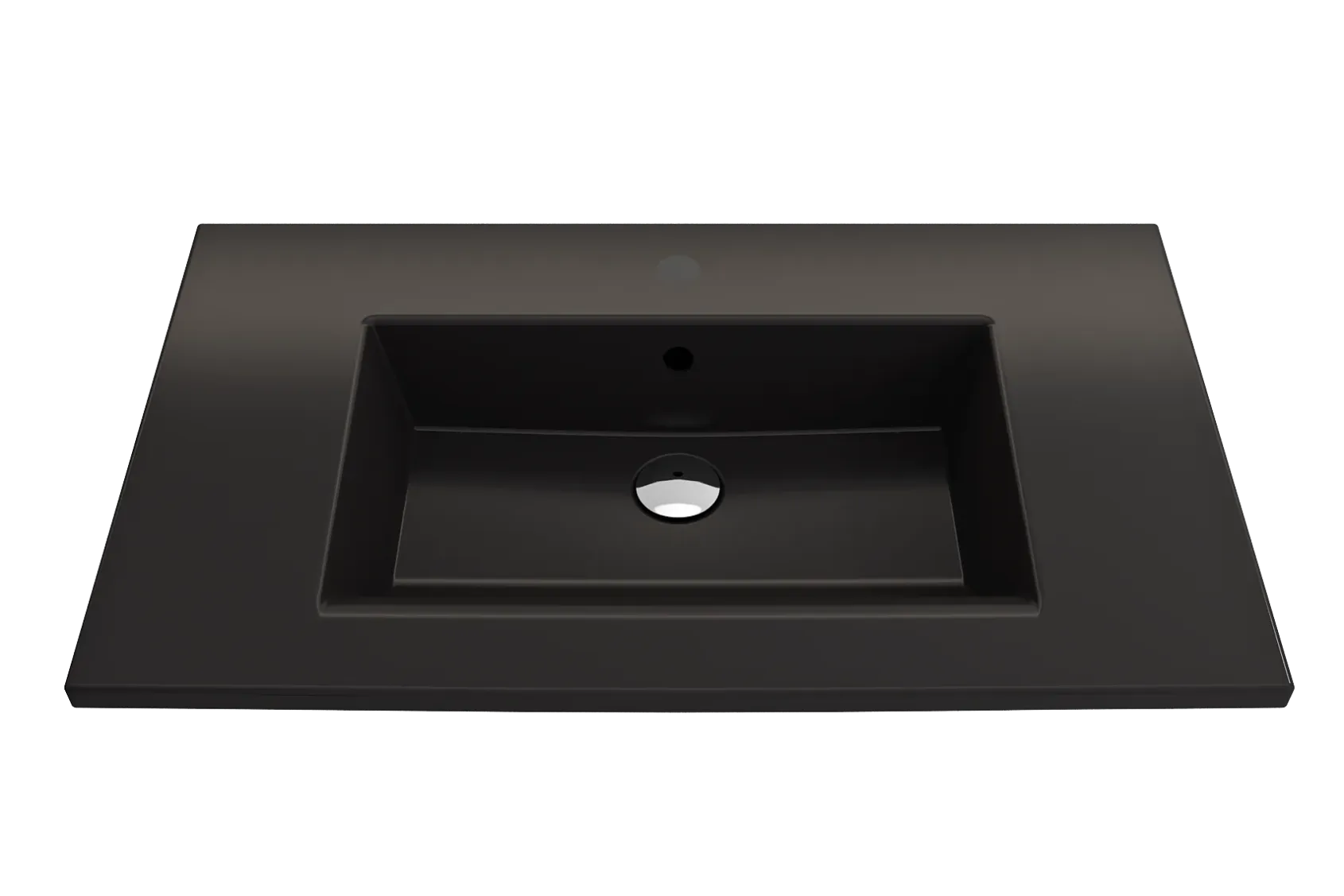 BOCCHI Ravenna 32" Rectangle Wallmount Fireclay Bathroom Sink, Matte Black, Single Faucet Hole, 1113-004-0126