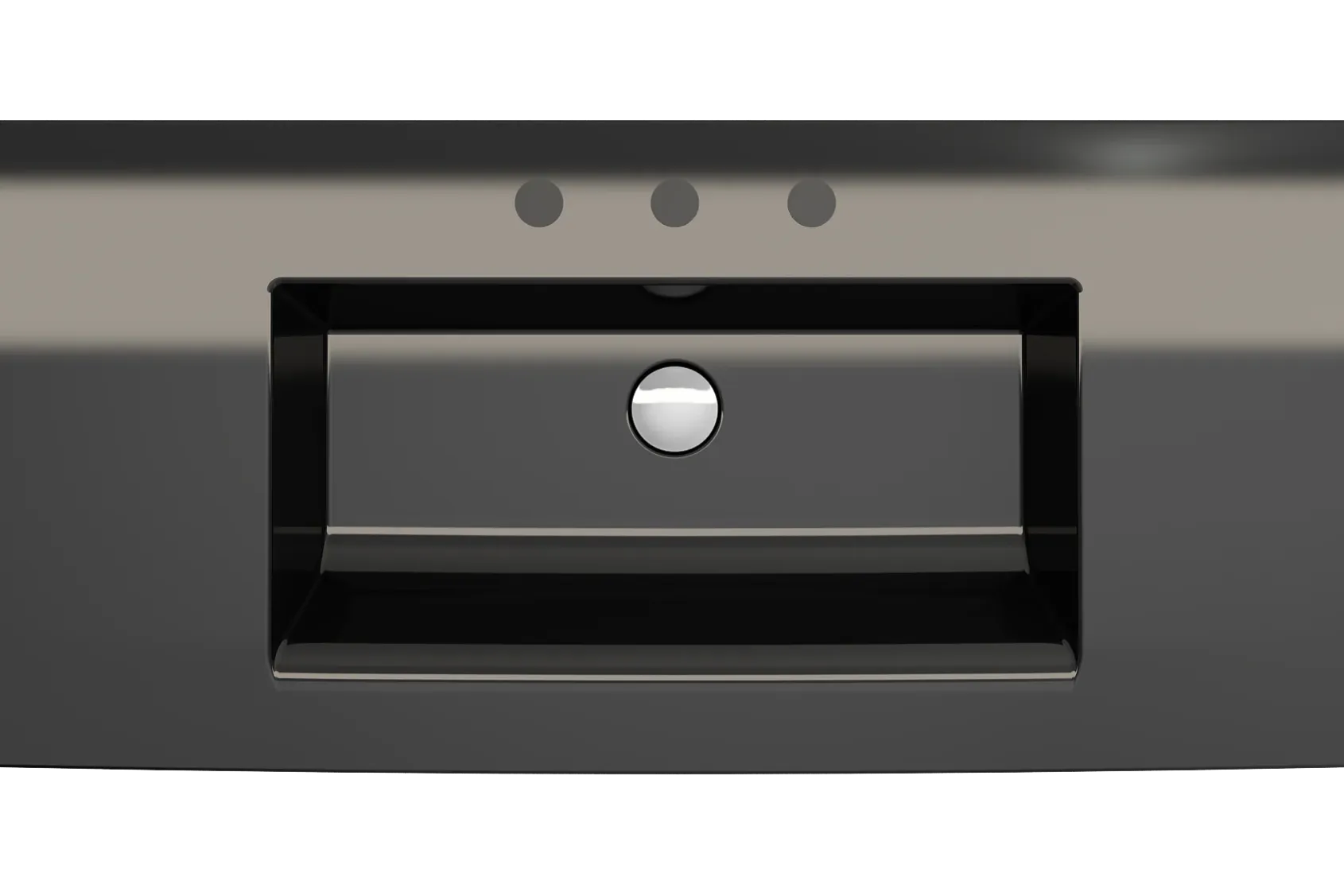 BOCCHI Ravenna 41" Rectangle Wallmount Fireclay Bathroom Sink, Black, 3 Faucet Hole, 1105-005-0127