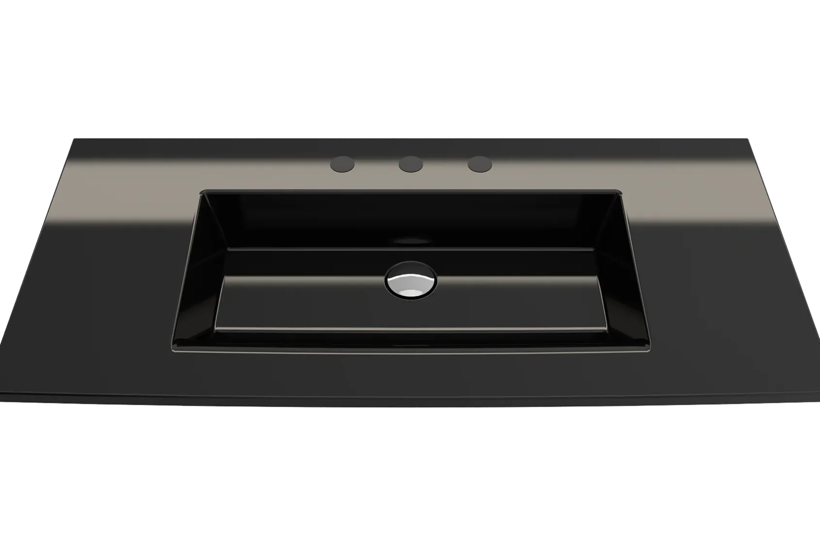 BOCCHI Ravenna 41" Rectangle Wallmount Fireclay Bathroom Sink, Black, 3 Faucet Hole, 1105-005-0127