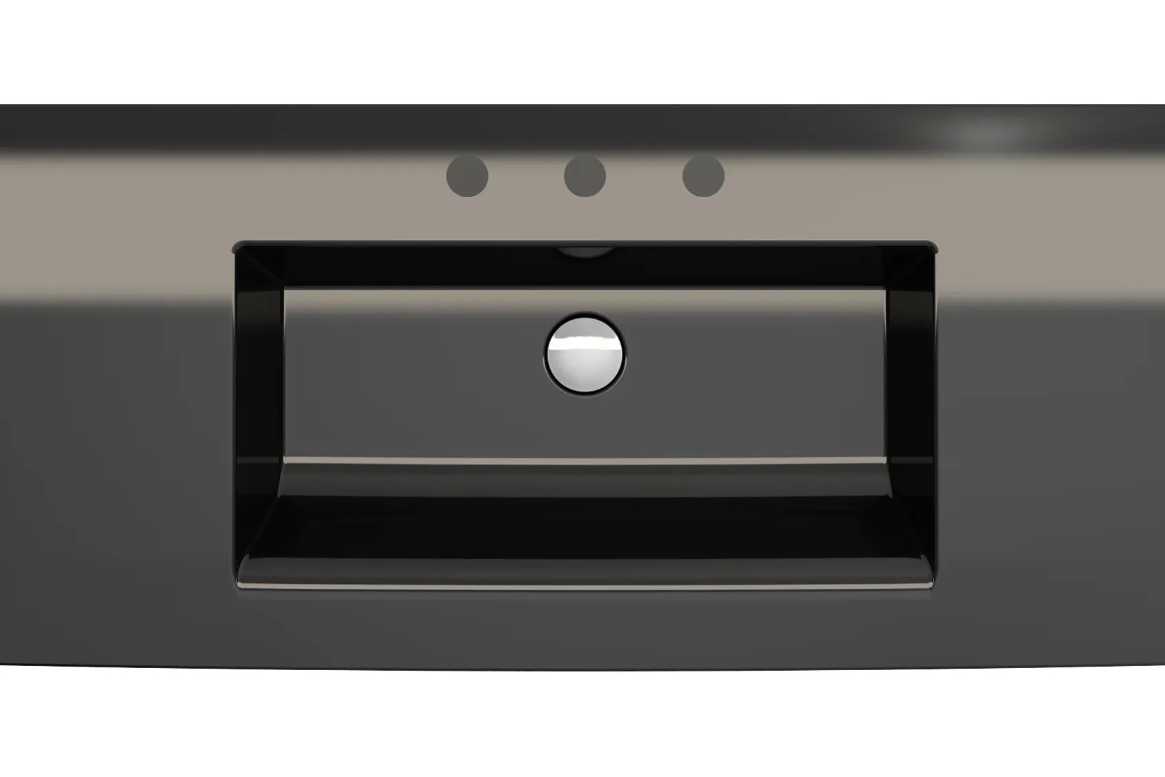 BOCCHI Ravenna 41" Rectangle Wallmount Fireclay Bathroom Sink, Black, 3 Faucet Hole, 1105-005-0127