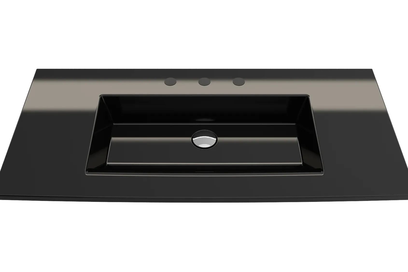 BOCCHI Ravenna 41" Rectangle Wallmount Fireclay Bathroom Sink, Black, 3 Faucet Hole, 1105-005-0127