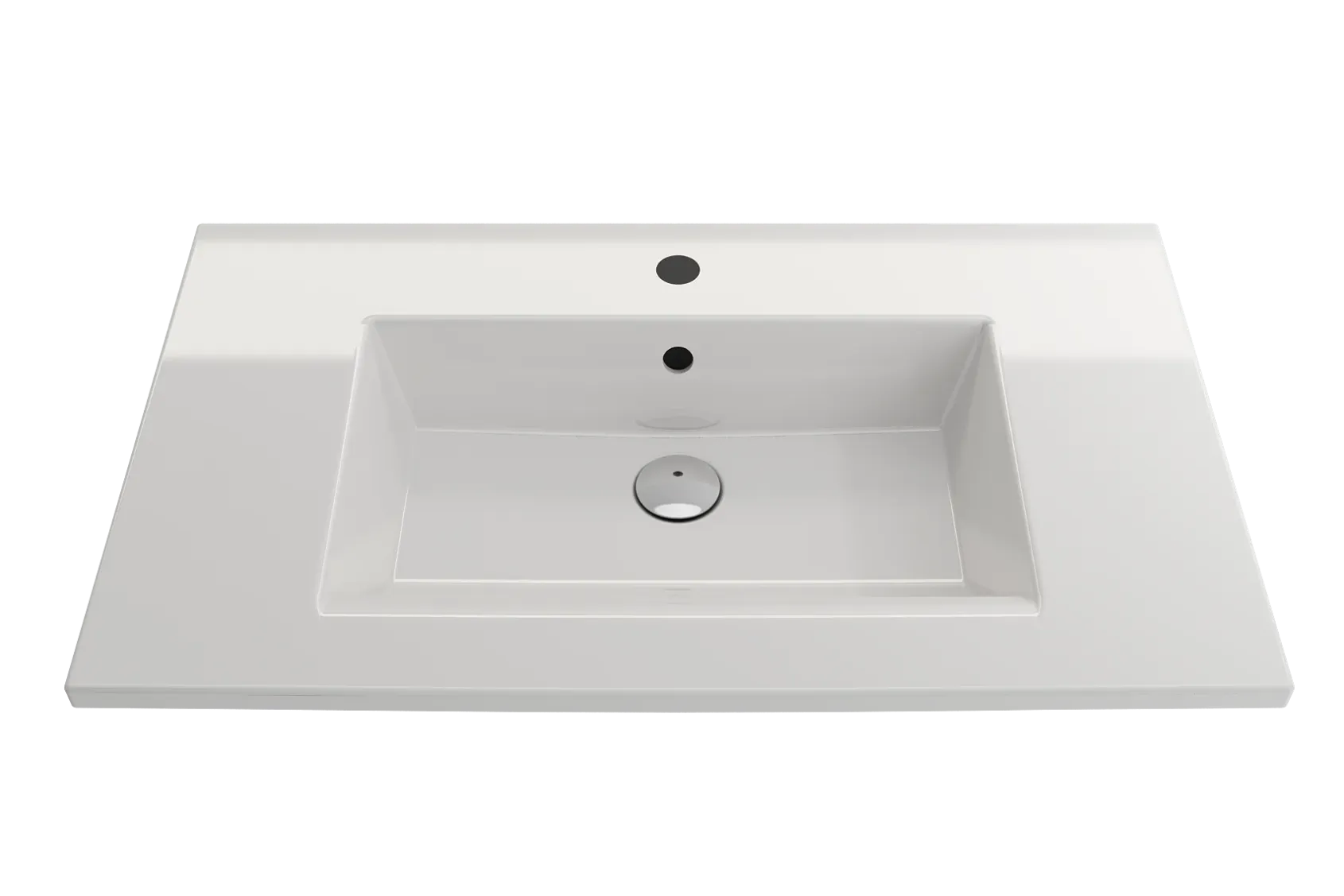 BOCCHI Ravenna 32" Rectangle Wallmount Fireclay Bathroom Sink, White, Single Faucet Hole, 1113-001-0126