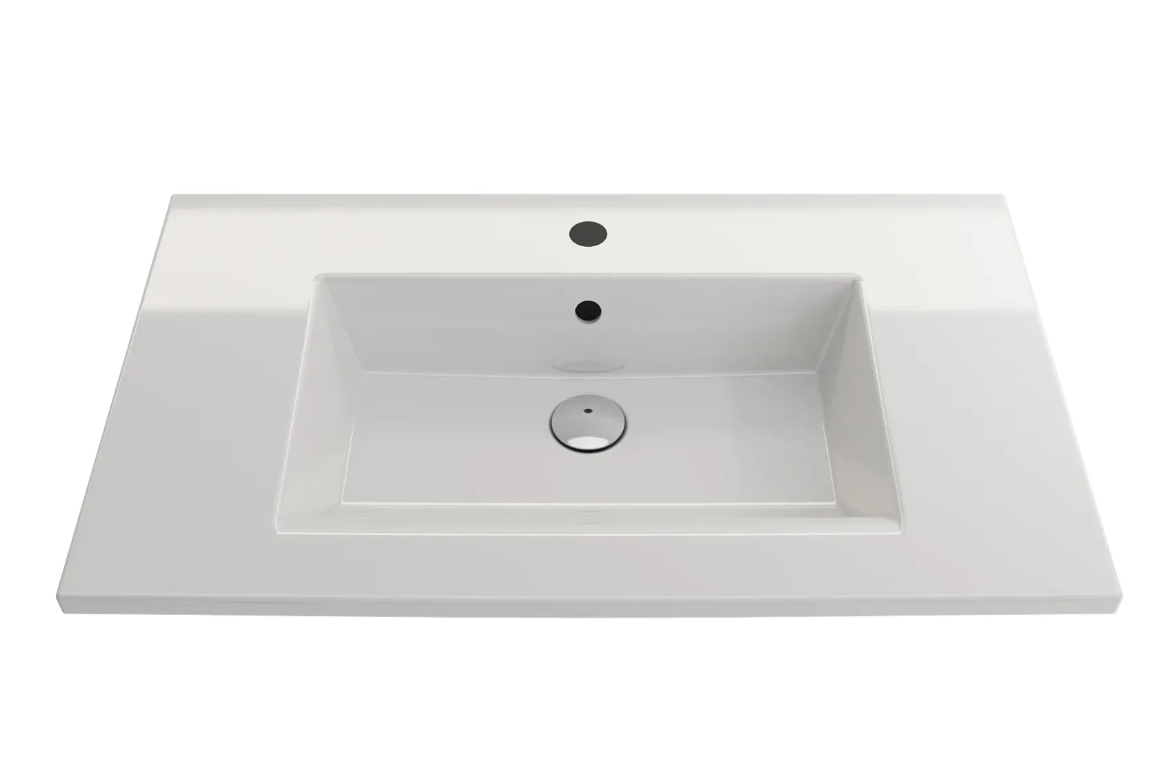 BOCCHI Ravenna 32" Rectangle Wallmount Fireclay Bathroom Sink, White, Single Faucet Hole, 1113-001-0126