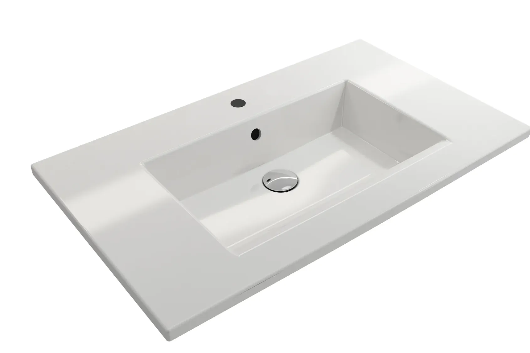 BOCCHI Ravenna 32" Rectangle Wallmount Fireclay Bathroom Sink, White, Single Faucet Hole, 1113-001-0126