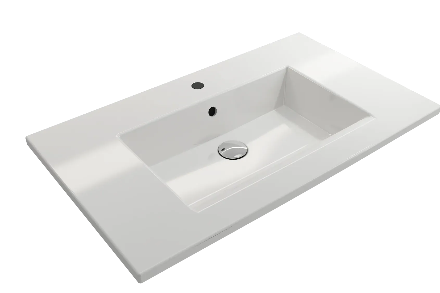 BOCCHI Ravenna 32" Rectangle Wallmount Fireclay Bathroom Sink, White, Single Faucet Hole, 1113-001-0126