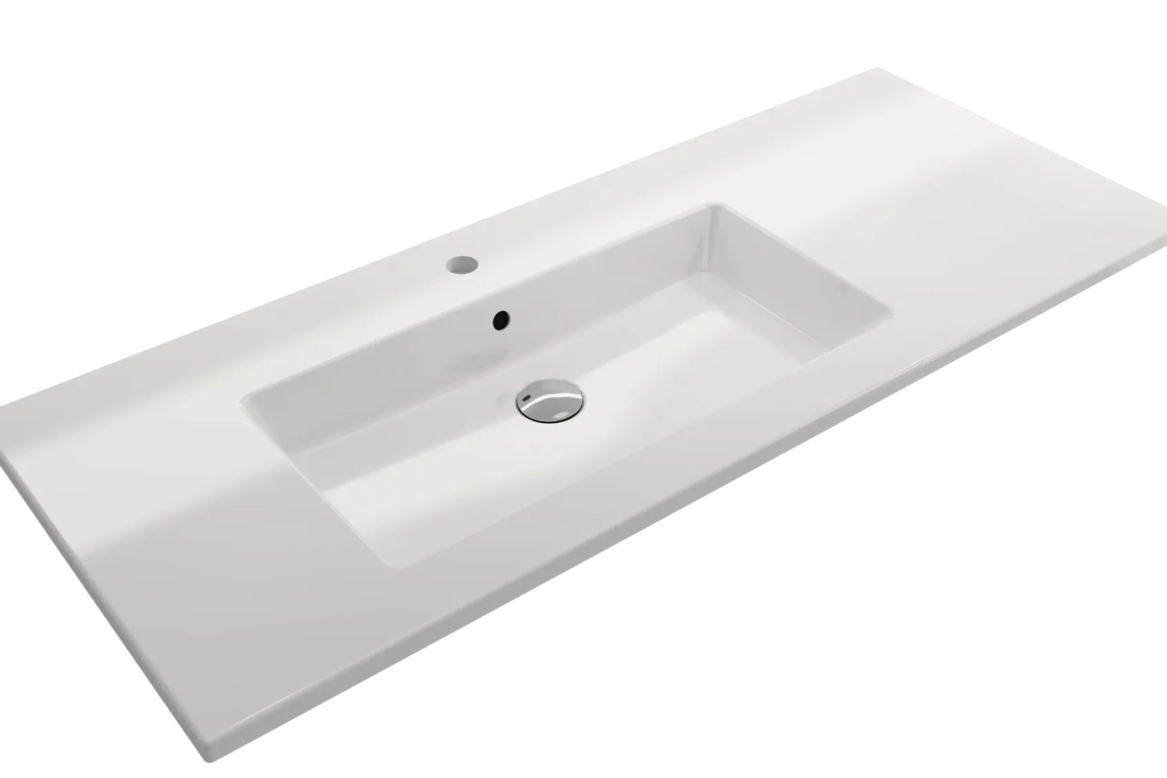 BOCCHI Ravenna 48" Rectangle Wallmount Fireclay Bathroom Sink, White, Single Faucet Hole, 1305-001-0126