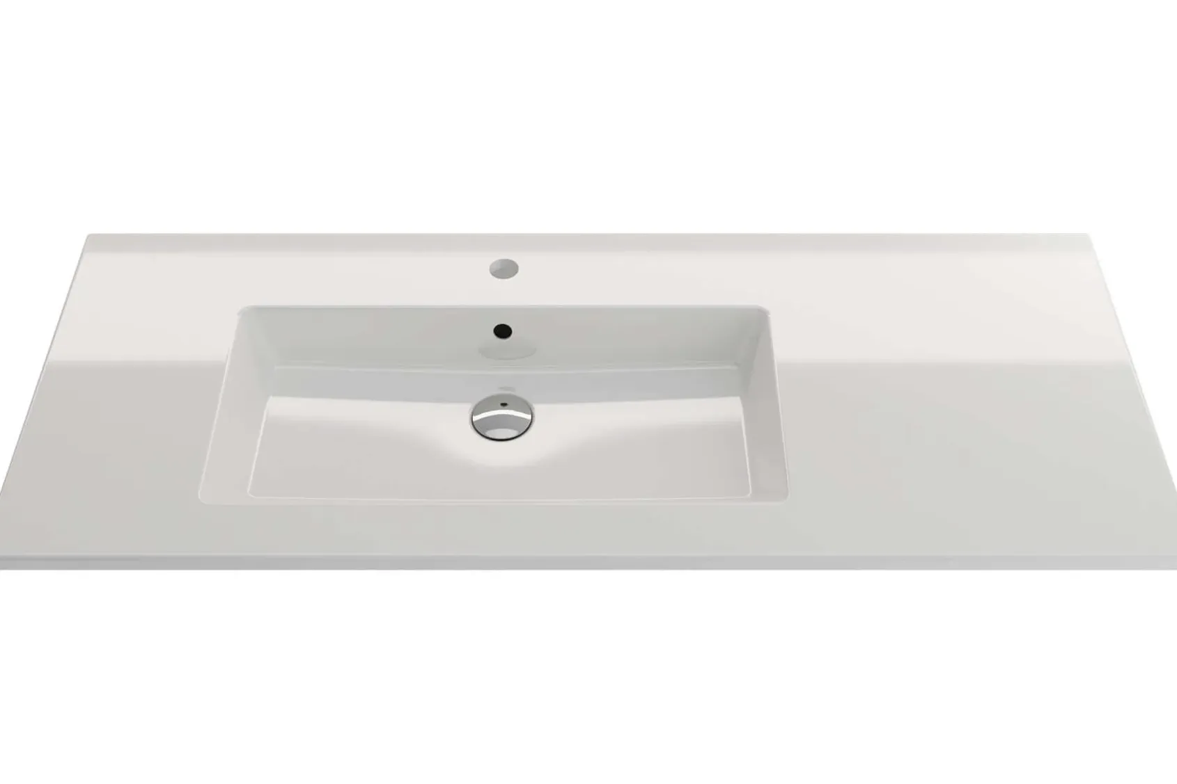 BOCCHI Ravenna 48" Rectangle Wallmount Fireclay Bathroom Sink, White, Single Faucet Hole, 1305-001-0126