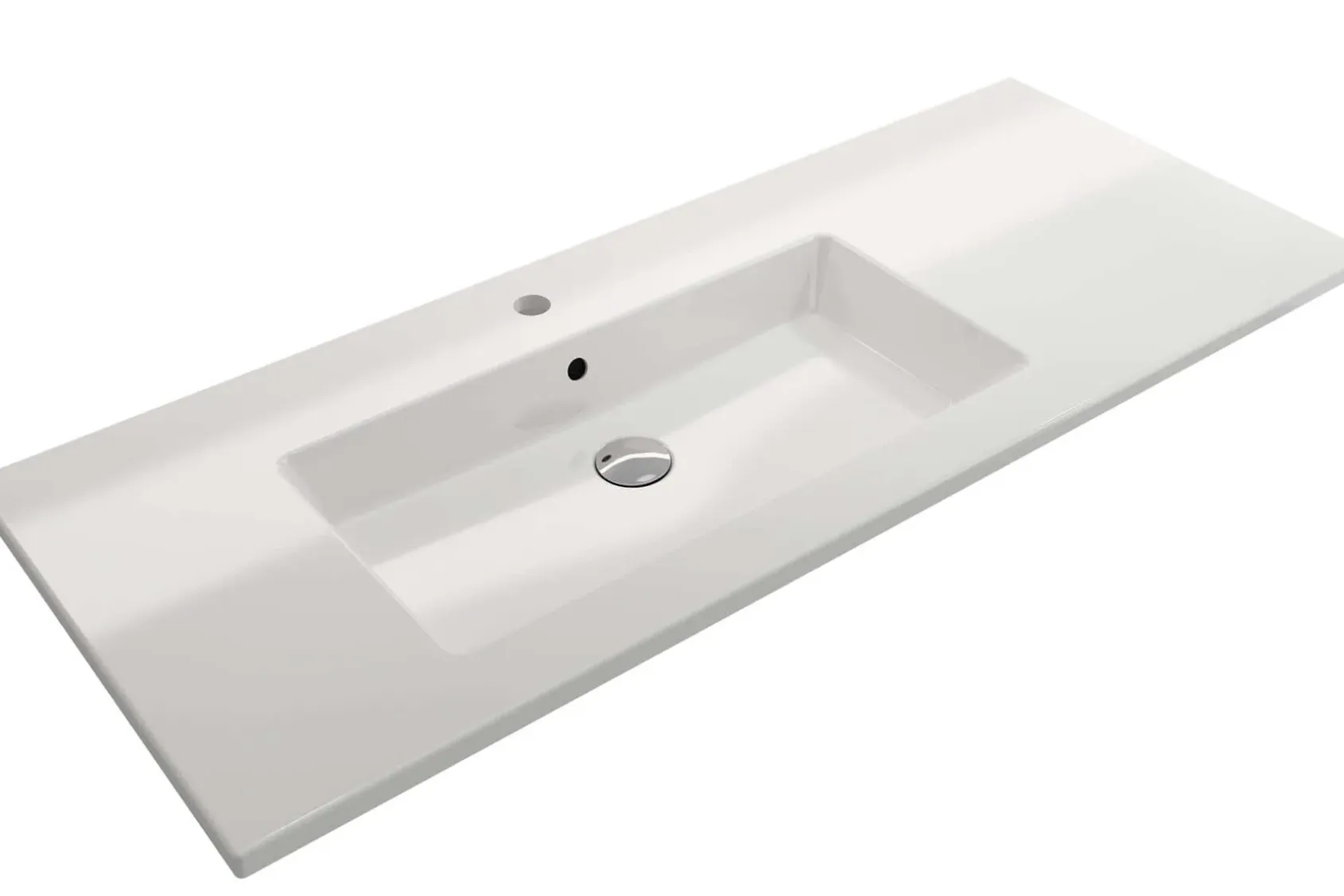BOCCHI Ravenna 48" Rectangle Wallmount Fireclay Bathroom Sink, White, Single Faucet Hole, 1305-001-0126
