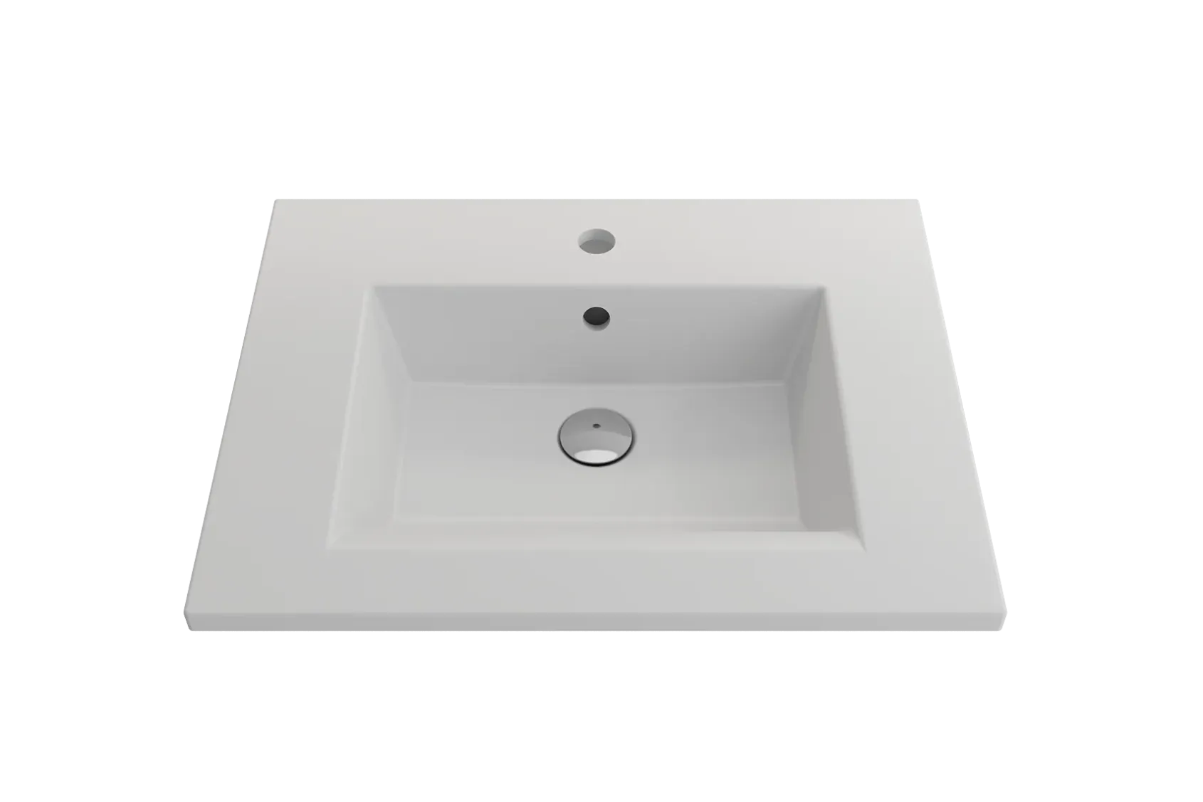 BOCCHI Ravenna 25" Rectangle Wallmount Fireclay Bathroom Sink, Matte White, Single Faucet Hole, 1161-002-0126