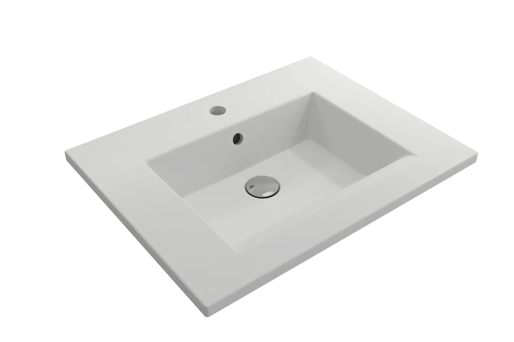 BOCCHI Ravenna 25" Rectangle Wallmount Fireclay Bathroom Sink, Matte White, Single Faucet Hole, 1161-002-0126