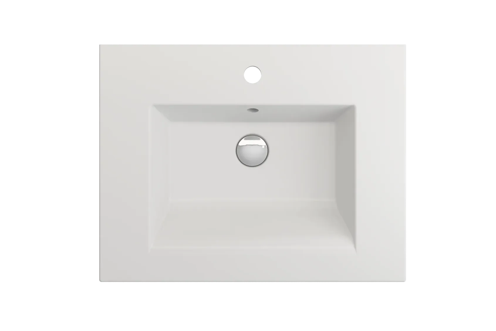 BOCCHI Ravenna 25" Rectangle Wallmount Fireclay Bathroom Sink, Matte White, Single Faucet Hole, 1161-002-0126