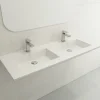 BOCCHI Ravenna 48" Rectangle Wallmount Fireclay Bathroom Sink, Double Basin, White, Single Faucet Hole, 1111-001-0132