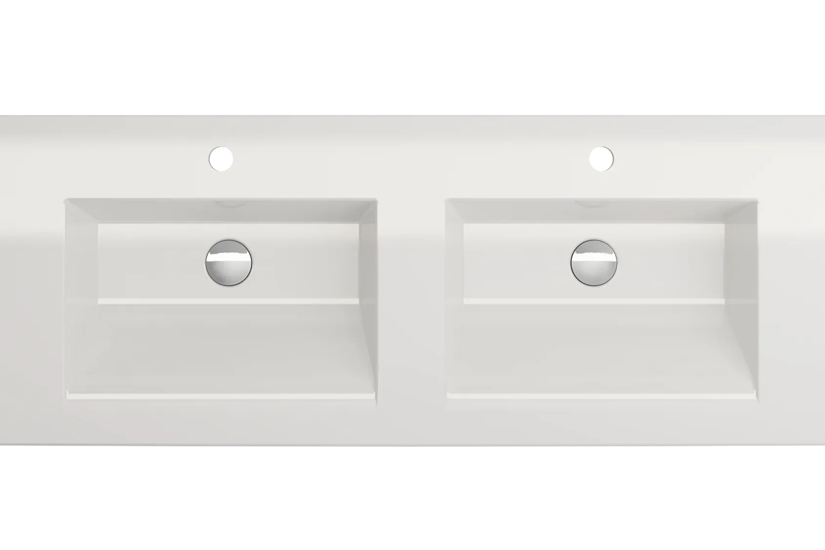 BOCCHI Ravenna 48" Rectangle Wallmount Fireclay Bathroom Sink, Double Basin, White, Single Faucet Hole, 1111-001-0132