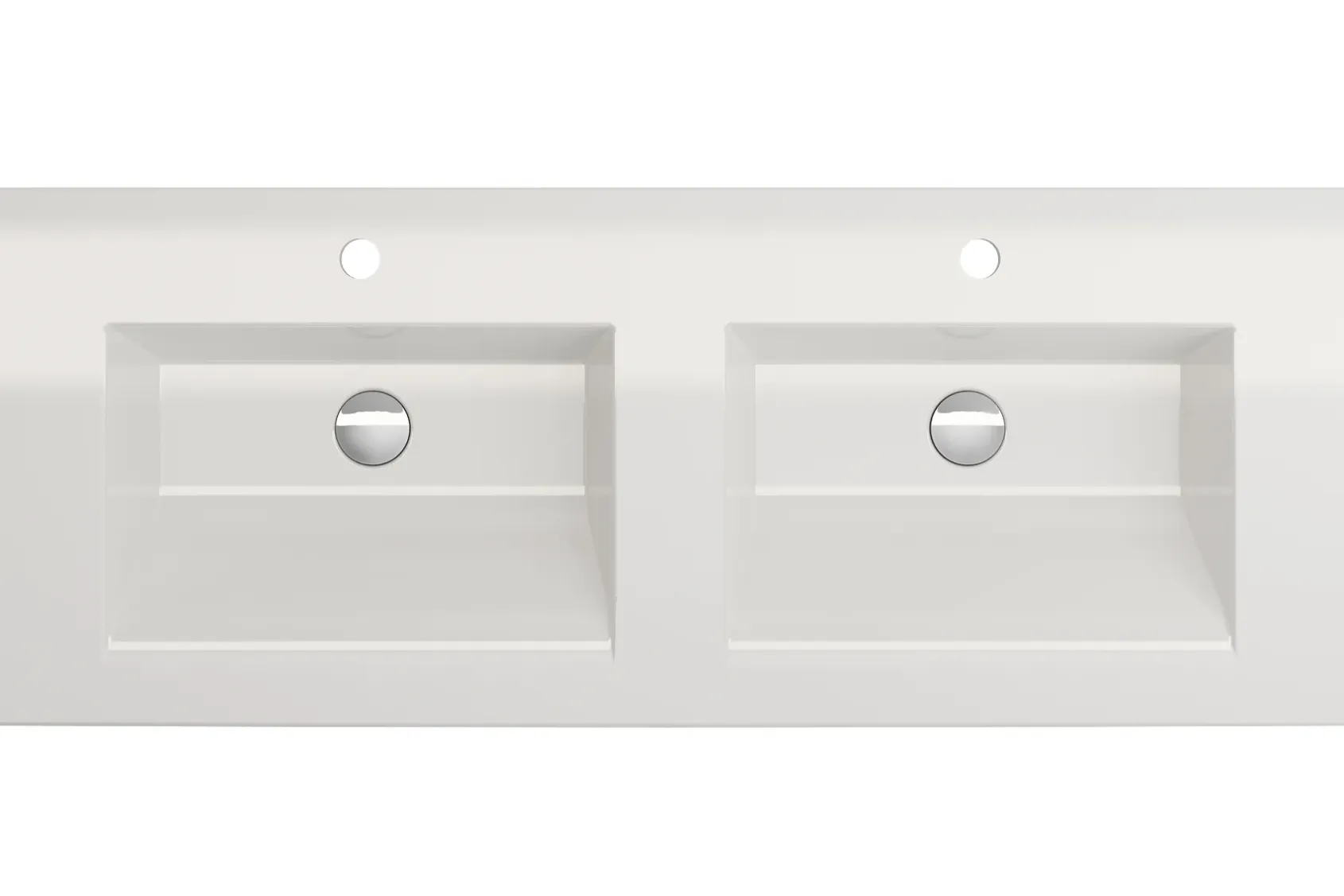 BOCCHI Ravenna 48" Rectangle Wallmount Fireclay Bathroom Sink, Double Basin, White, Single Faucet Hole, 1111-001-0132