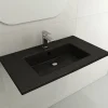 BOCCHI Ravenna 32" Rectangle Wallmount Fireclay Bathroom Sink, Matte Black, 3 Faucet Hole, 1113-004-0127