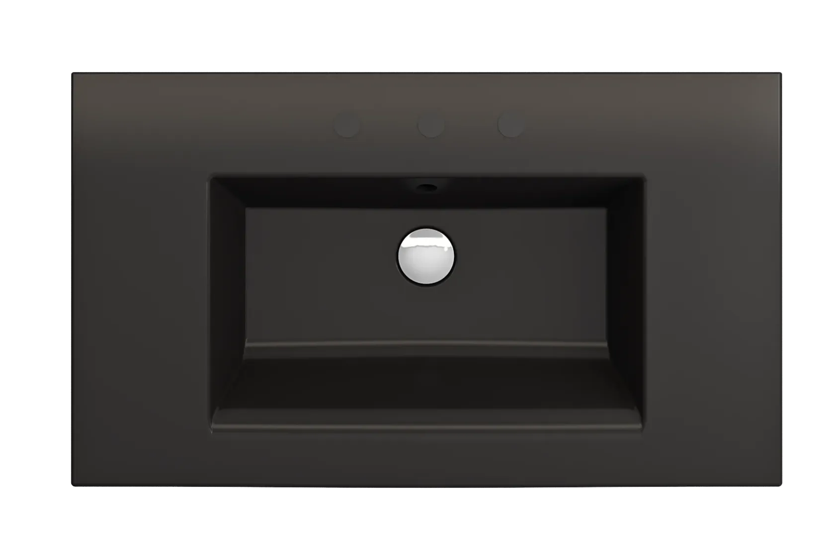 BOCCHI Ravenna 32" Rectangle Wallmount Fireclay Bathroom Sink, Matte Black, 3 Faucet Hole, 1113-004-0127