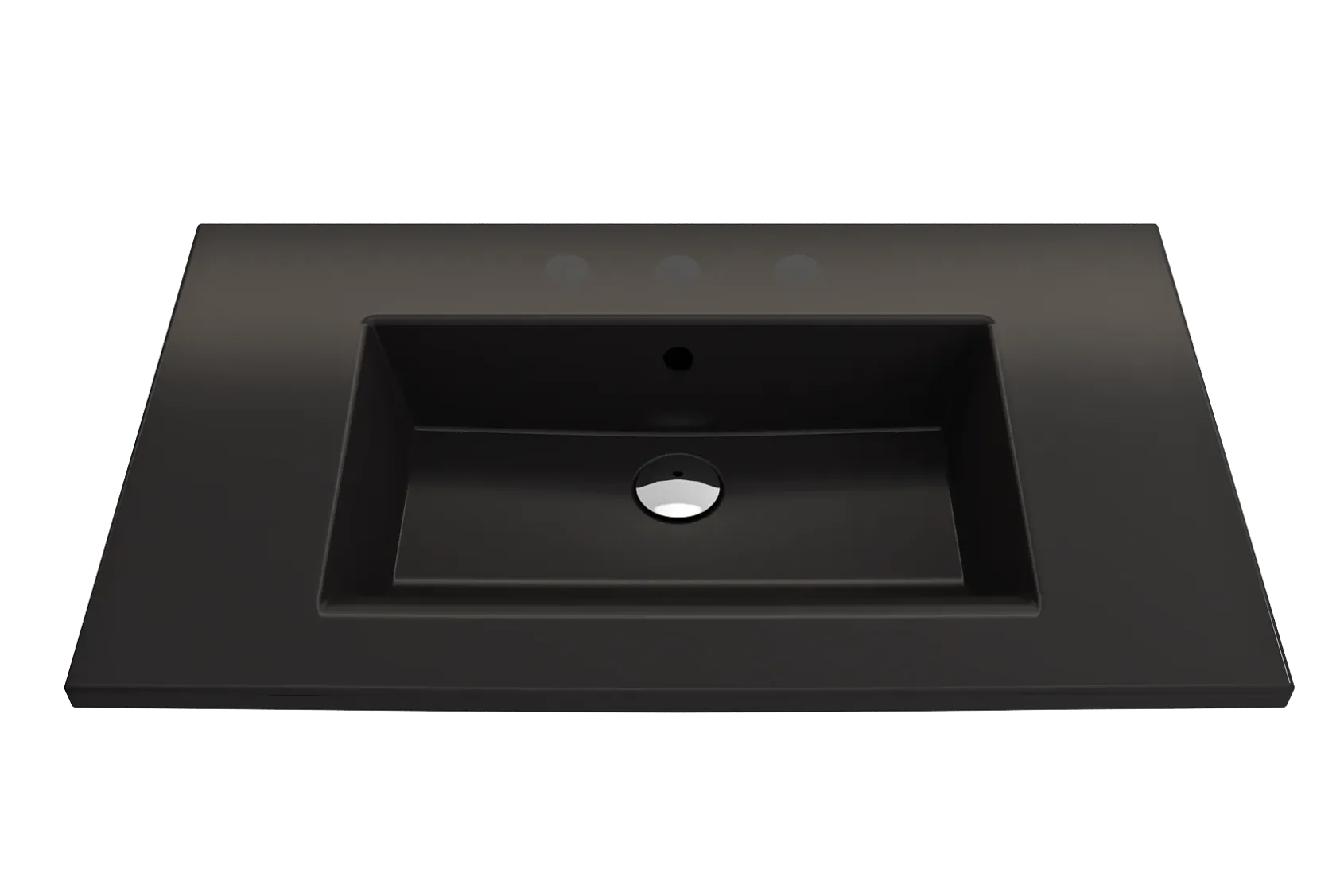 BOCCHI Ravenna 32" Rectangle Wallmount Fireclay Bathroom Sink, Matte Black, 3 Faucet Hole, 1113-004-0127