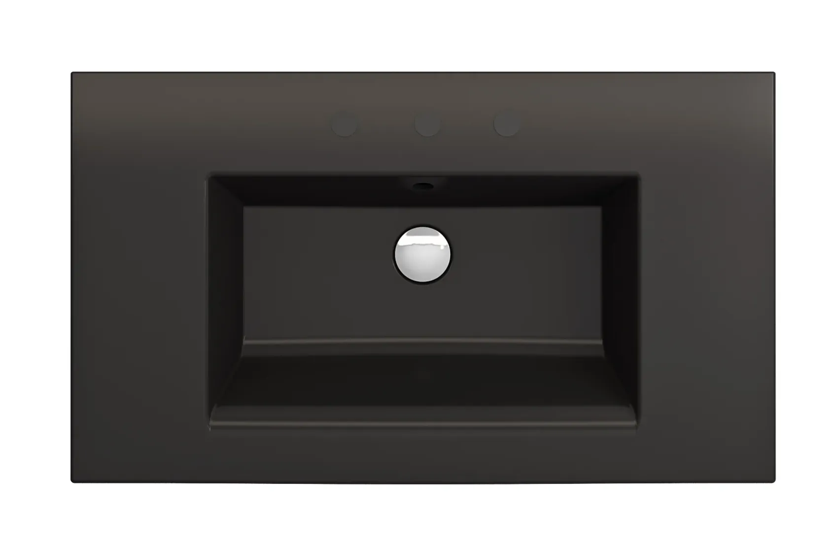 BOCCHI Ravenna 32" Rectangle Wallmount Fireclay Bathroom Sink, Matte Black, 3 Faucet Hole, 1113-004-0127