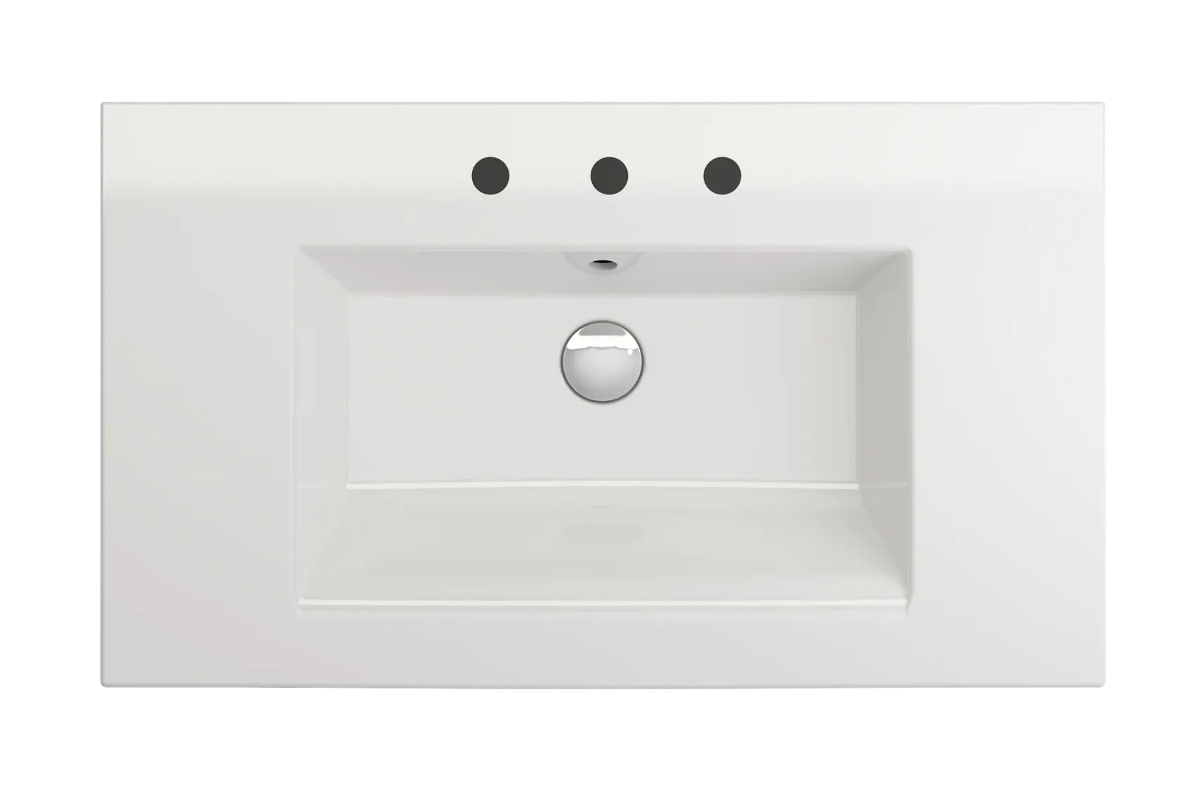 BOCCHI Ravenna 32" Rectangle Wallmount Fireclay Bathroom Sink, White, 3 Faucet Hole, 1113-001-0127