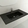 BOCCHI Ravenna 32" Rectangle Wallmount Fireclay Bathroom Sink, Black, 3 Faucet Hole, 1113-005-0127