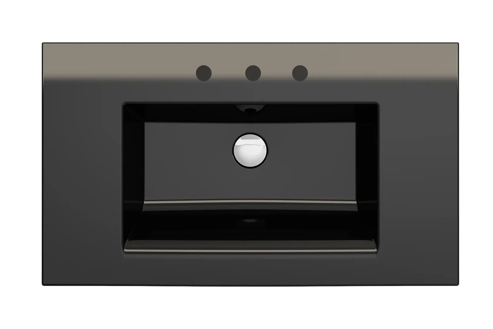 BOCCHI Ravenna 32" Rectangle Wallmount Fireclay Bathroom Sink, Black, 3 Faucet Hole, 1113-005-0127