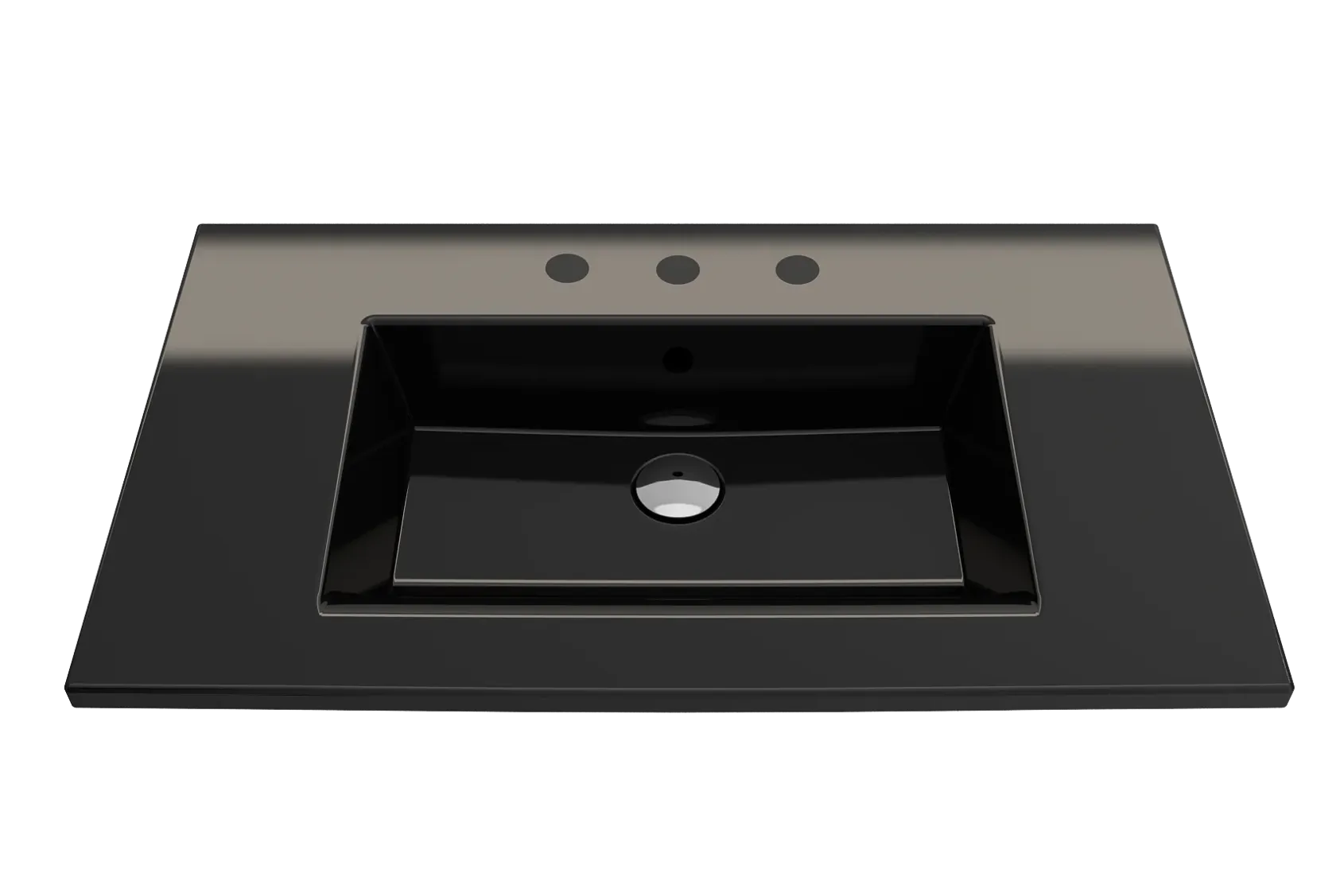 BOCCHI Ravenna 32" Rectangle Wallmount Fireclay Bathroom Sink, Black, 3 Faucet Hole, 1113-005-0127