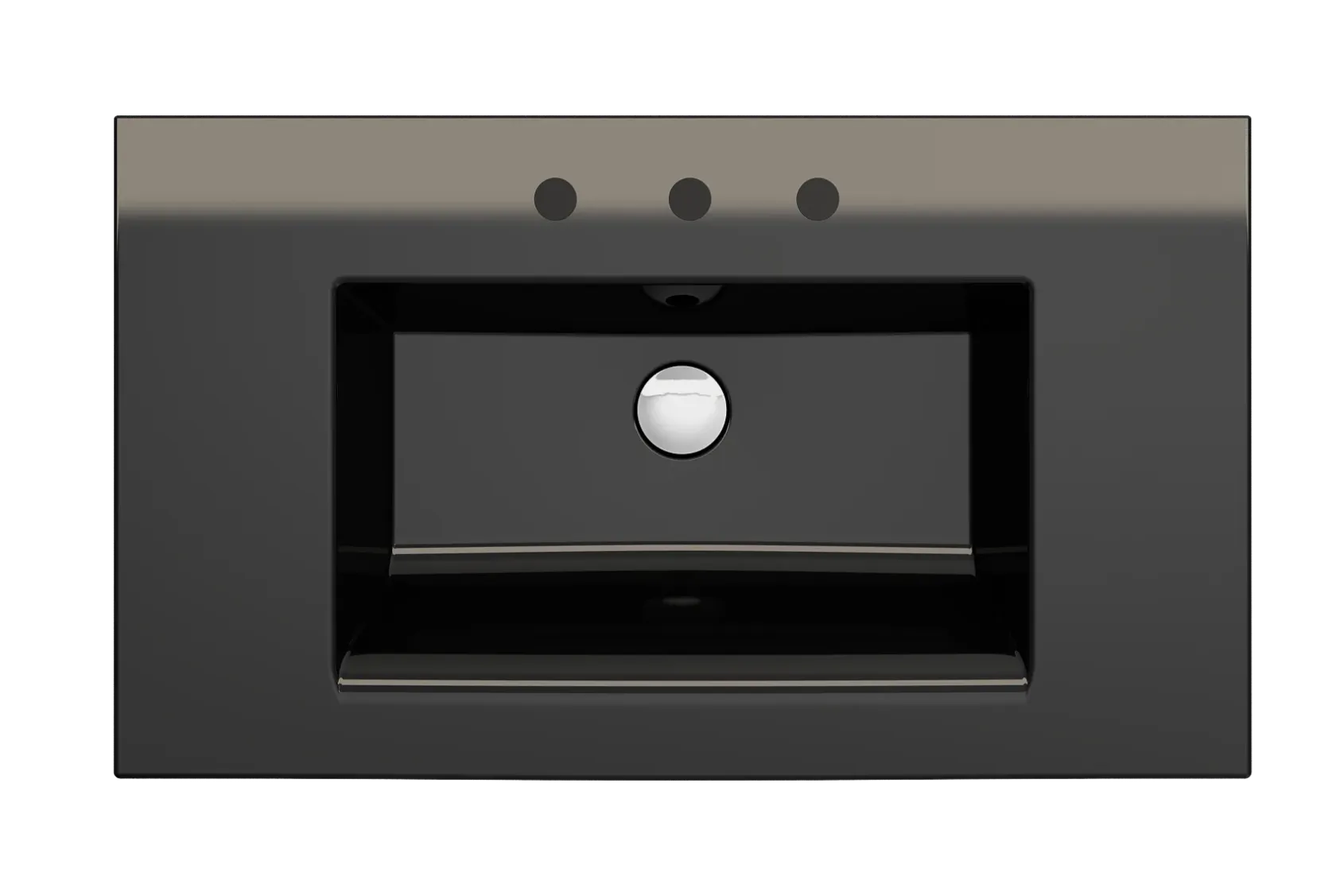 BOCCHI Ravenna 32" Rectangle Wallmount Fireclay Bathroom Sink, Black, 3 Faucet Hole, 1113-005-0127