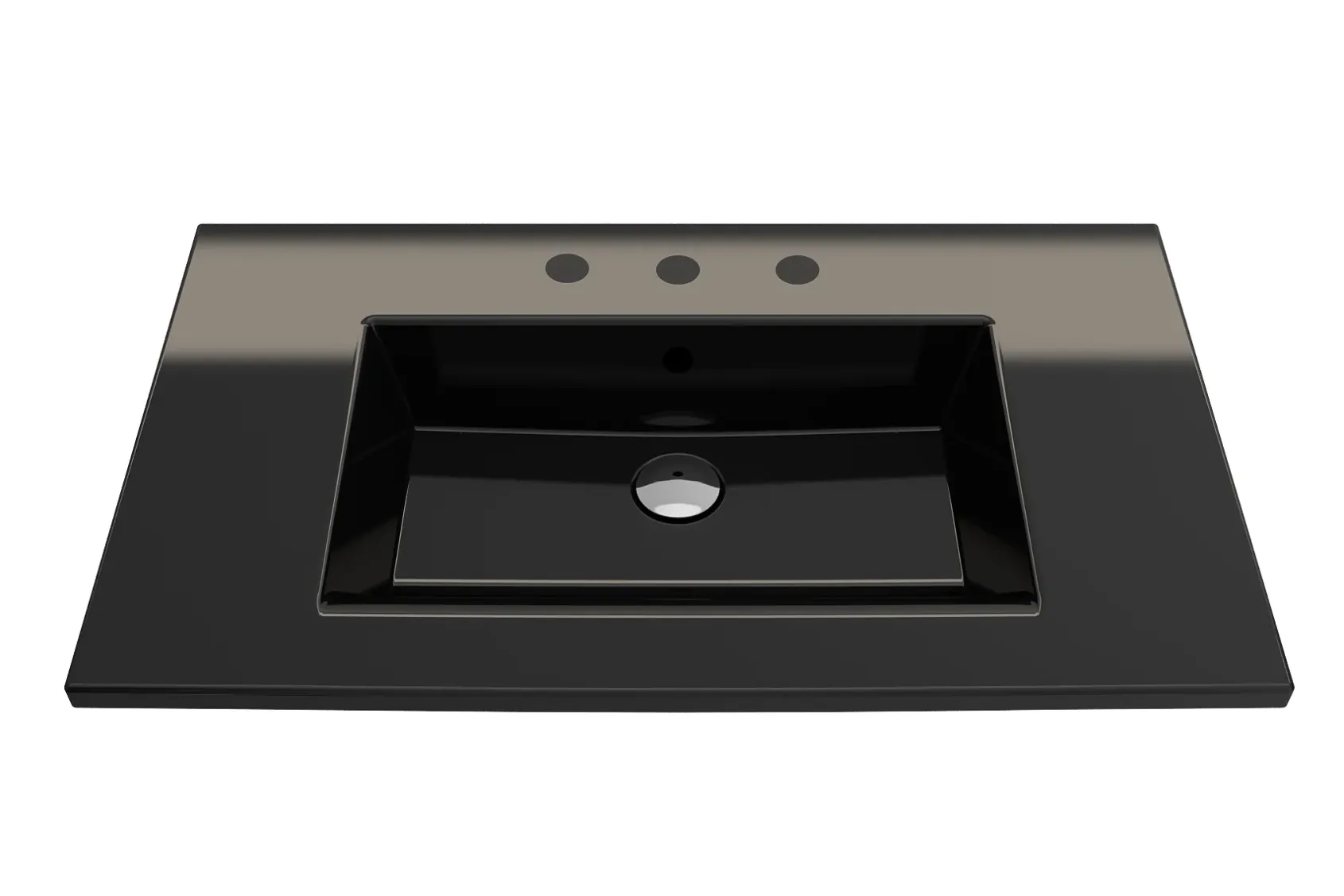 BOCCHI Ravenna 32" Rectangle Wallmount Fireclay Bathroom Sink, Black, 3 Faucet Hole, 1113-005-0127