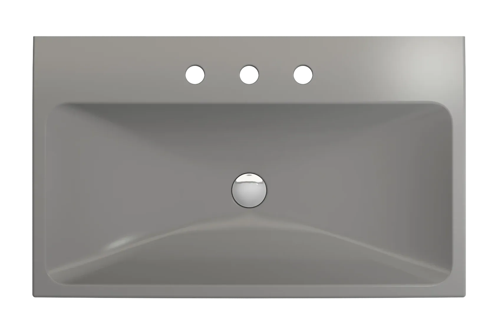 BOCCHI Scala 32" Rectangle Wallmount Fireclay Bathroom Sink, Matte Gray, 3 Faucet Hole, 1078-006-0127