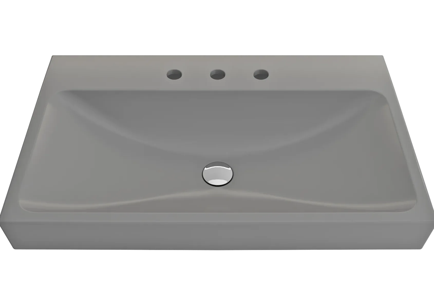 BOCCHI Scala 32" Rectangle Wallmount Fireclay Bathroom Sink, Matte Gray, 3 Faucet Hole, 1078-006-0127