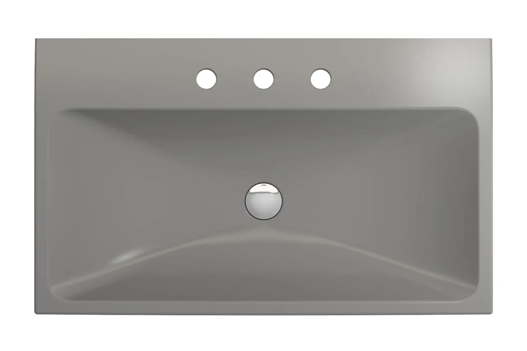 BOCCHI Scala 32" Rectangle Wallmount Fireclay Bathroom Sink, Matte Gray, 3 Faucet Hole, 1078-006-0127