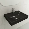 BOCCHI Scala 24" Rectangle Wallmount Fireclay Bathroom Sink, Matte Black, Single Faucet Hole, 1077-004-0126