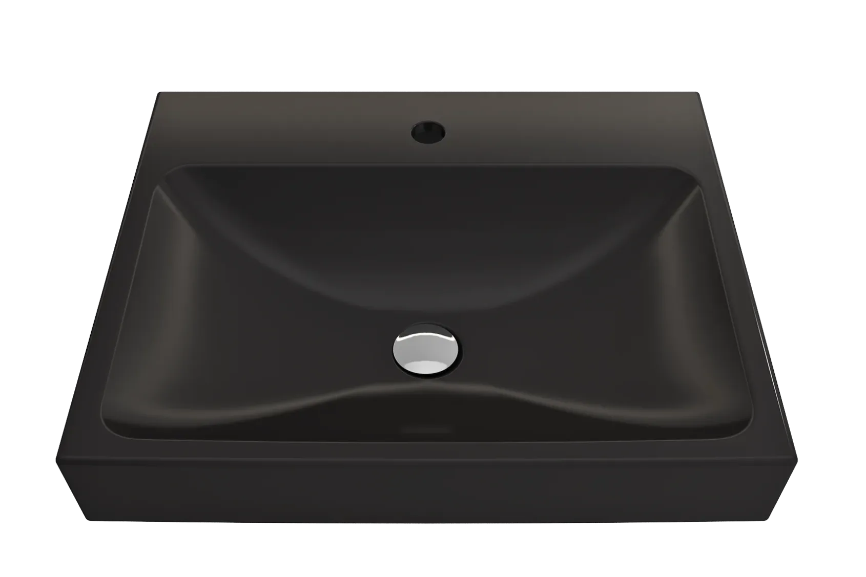 BOCCHI Scala 24" Rectangle Wallmount Fireclay Bathroom Sink, Matte Black, Single Faucet Hole, 1077-004-0126