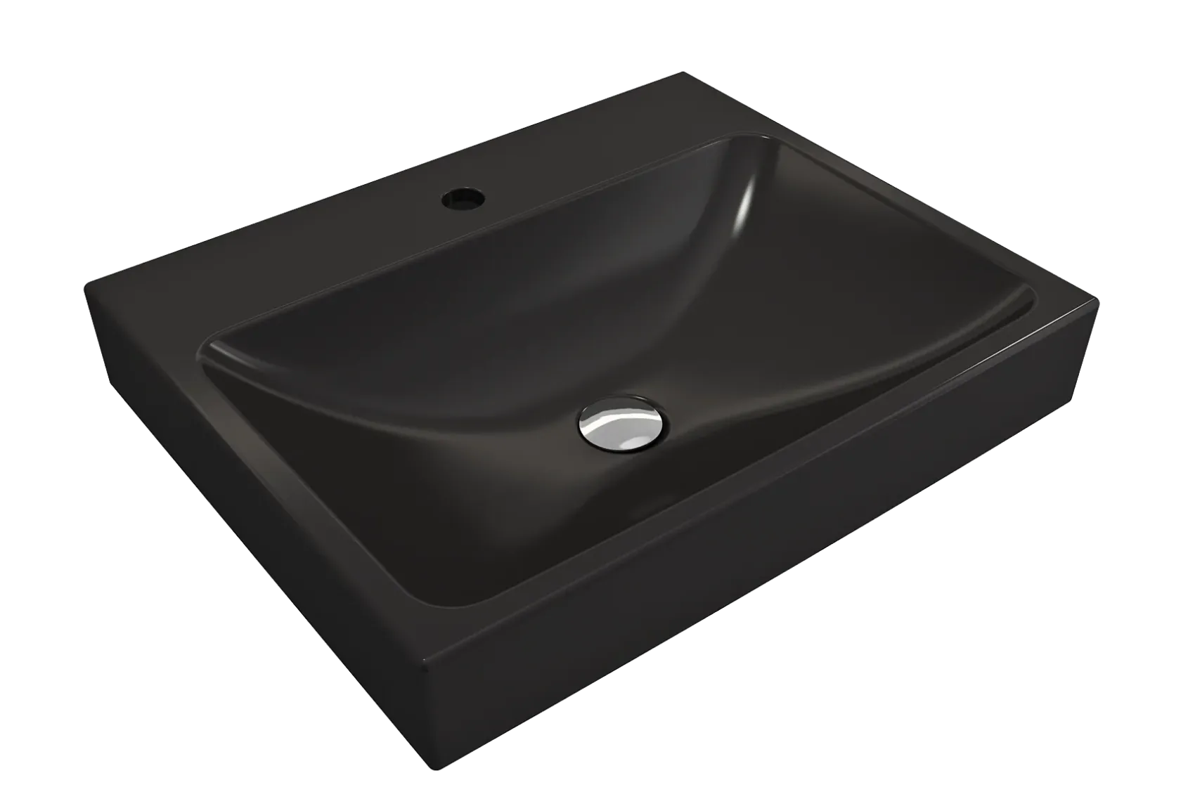 BOCCHI Scala 24" Rectangle Wallmount Fireclay Bathroom Sink, Matte Black, Single Faucet Hole, 1077-004-0126