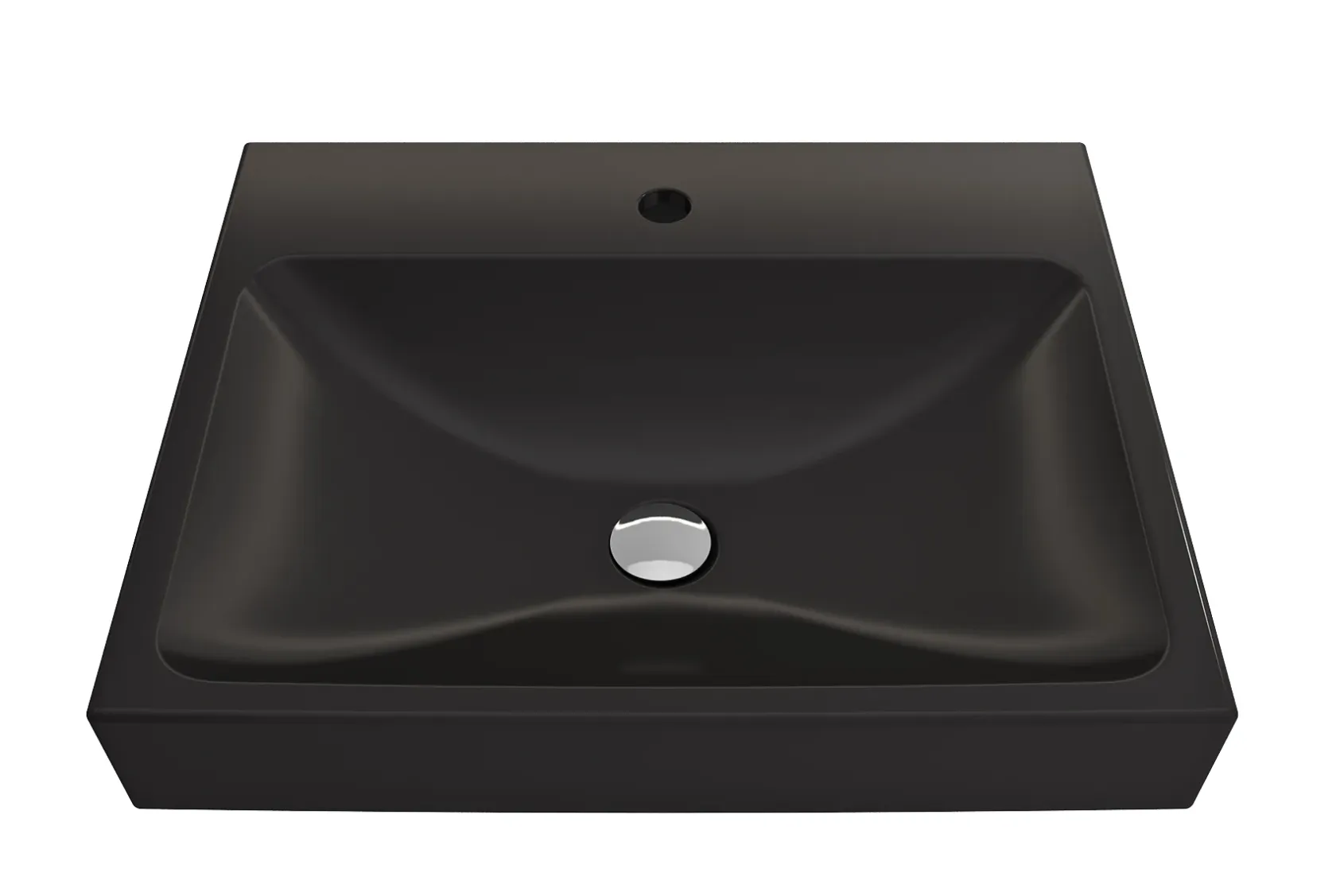 BOCCHI Scala 24" Rectangle Wallmount Fireclay Bathroom Sink, Matte Black, Single Faucet Hole, 1077-004-0126
