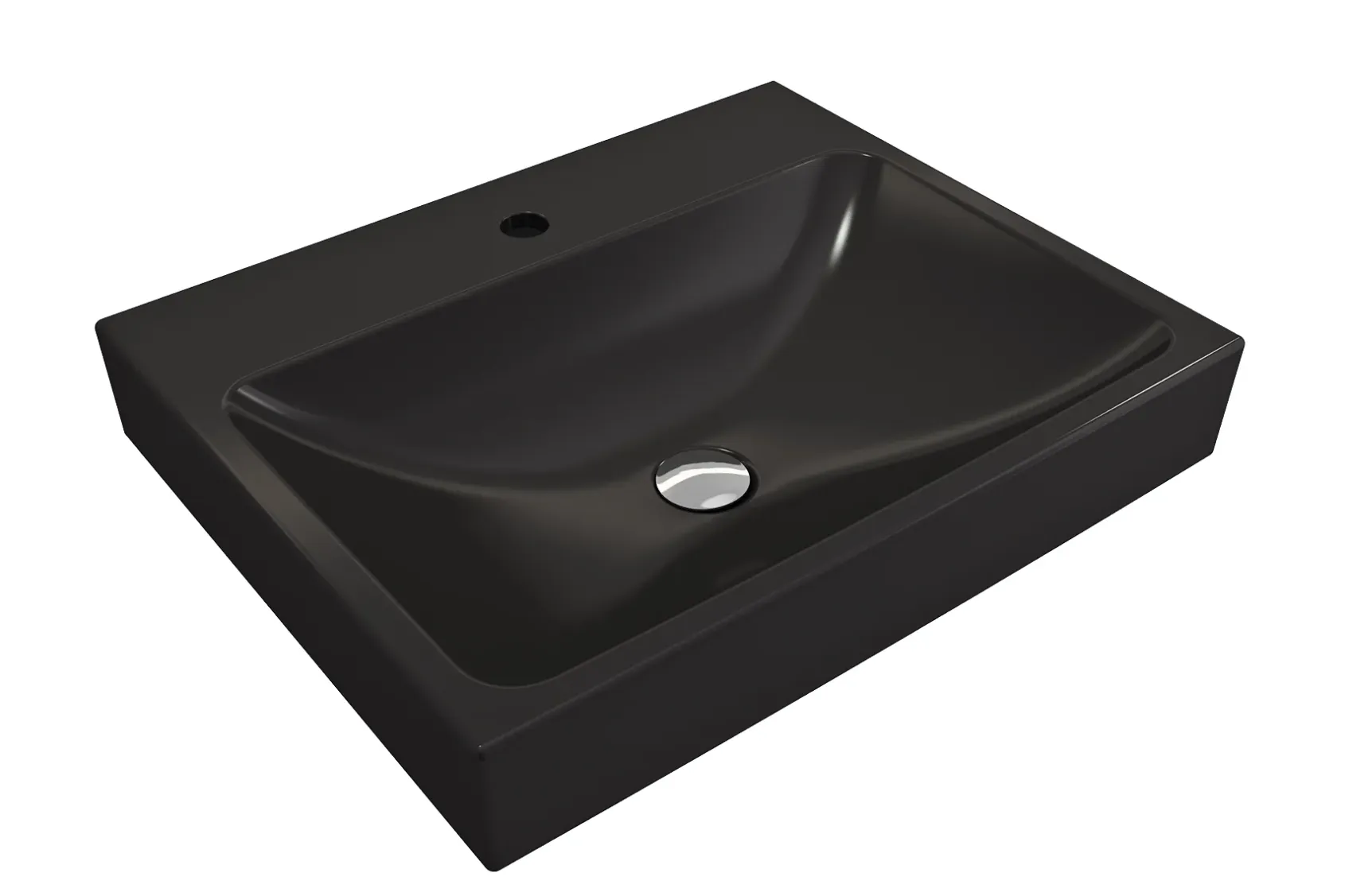 BOCCHI Scala 24" Rectangle Wallmount Fireclay Bathroom Sink, Matte Black, Single Faucet Hole, 1077-004-0126