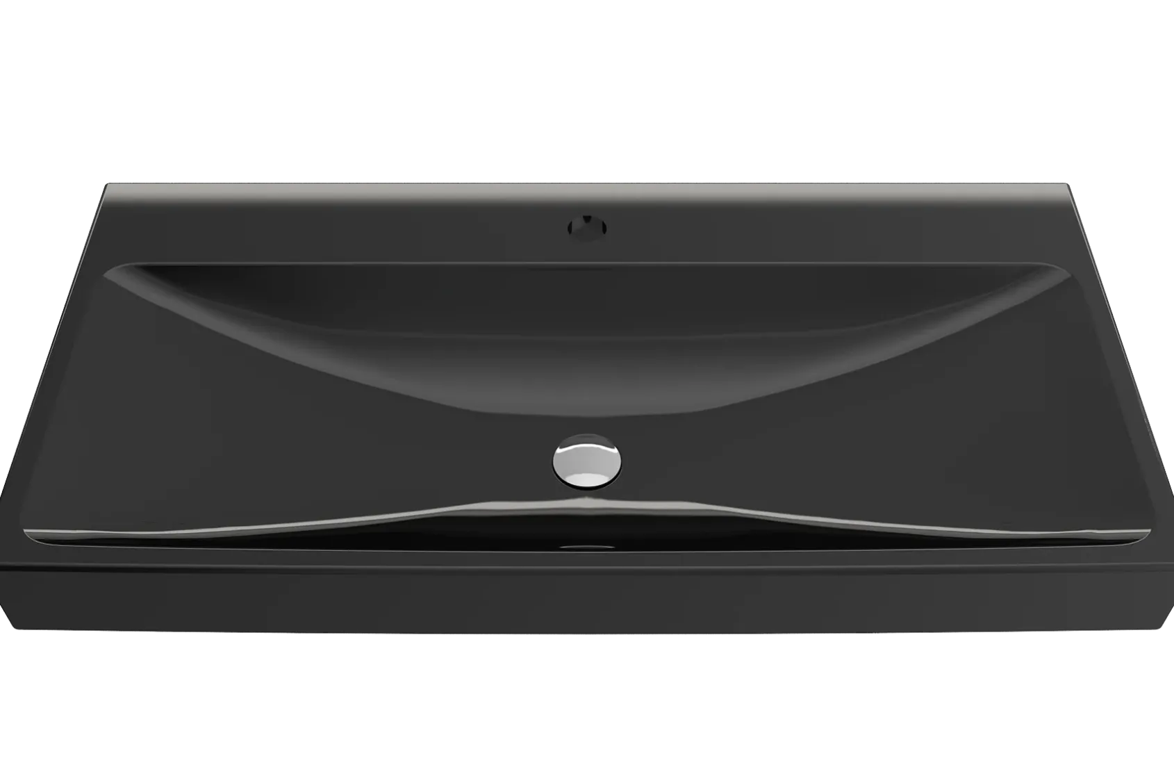 BOCCHI Scala 40" Rectangle Wallmount Fireclay Bathroom Sink, Black, Single Faucet Hole, 1079-005-0126