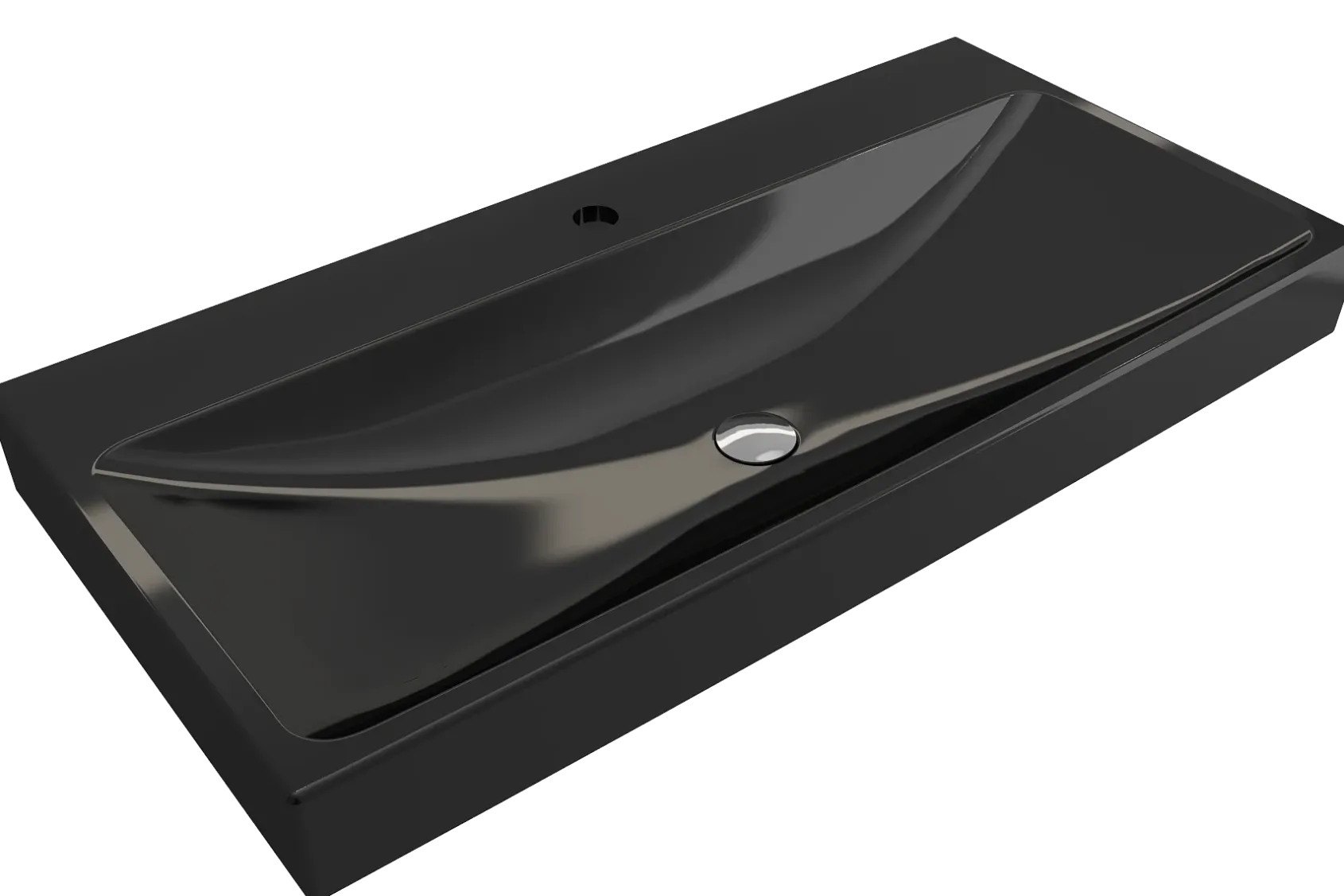 BOCCHI Scala 40" Rectangle Wallmount Fireclay Bathroom Sink, Black, Single Faucet Hole, 1079-005-0126