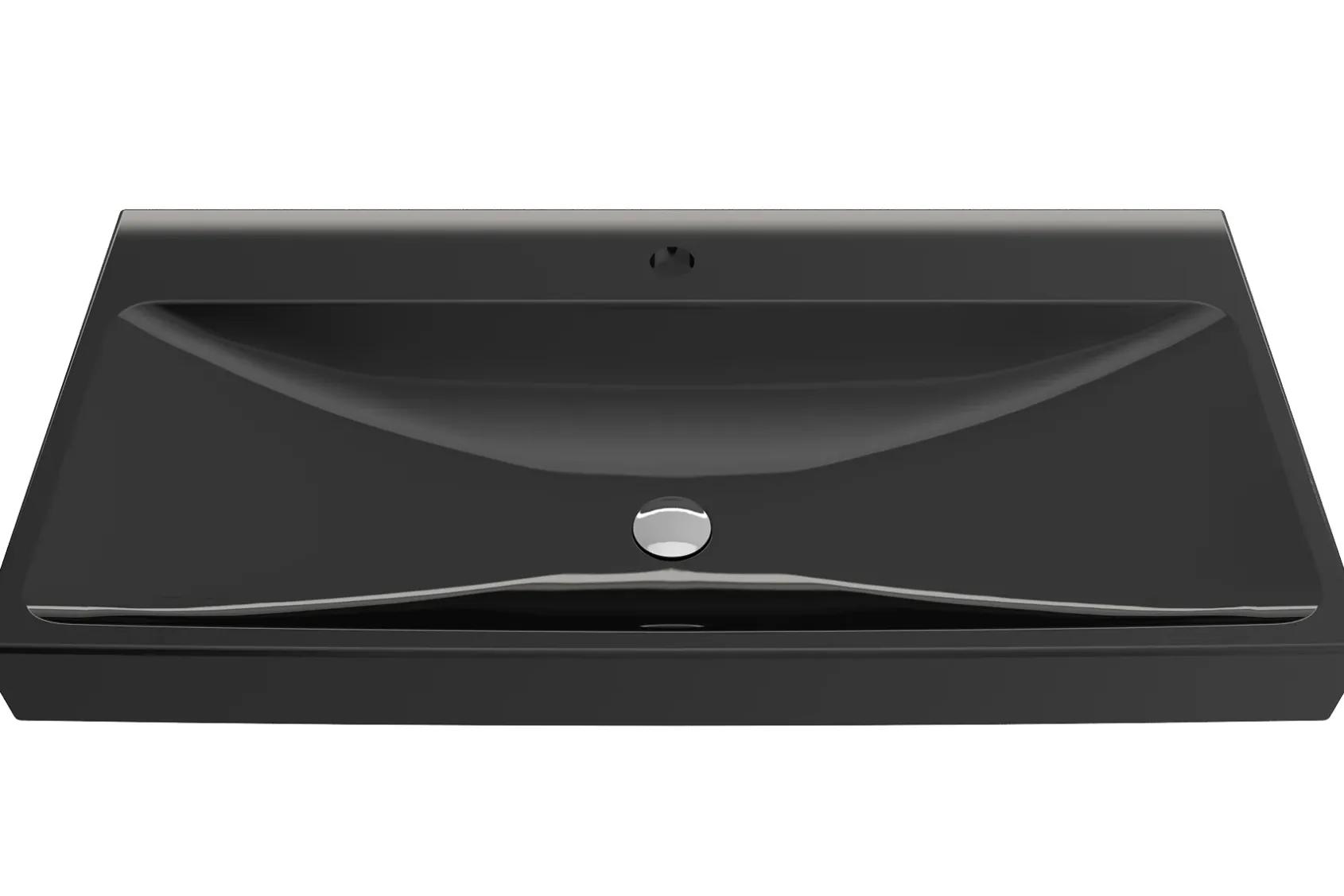 BOCCHI Scala 40" Rectangle Wallmount Fireclay Bathroom Sink, Black, Single Faucet Hole, 1079-005-0126