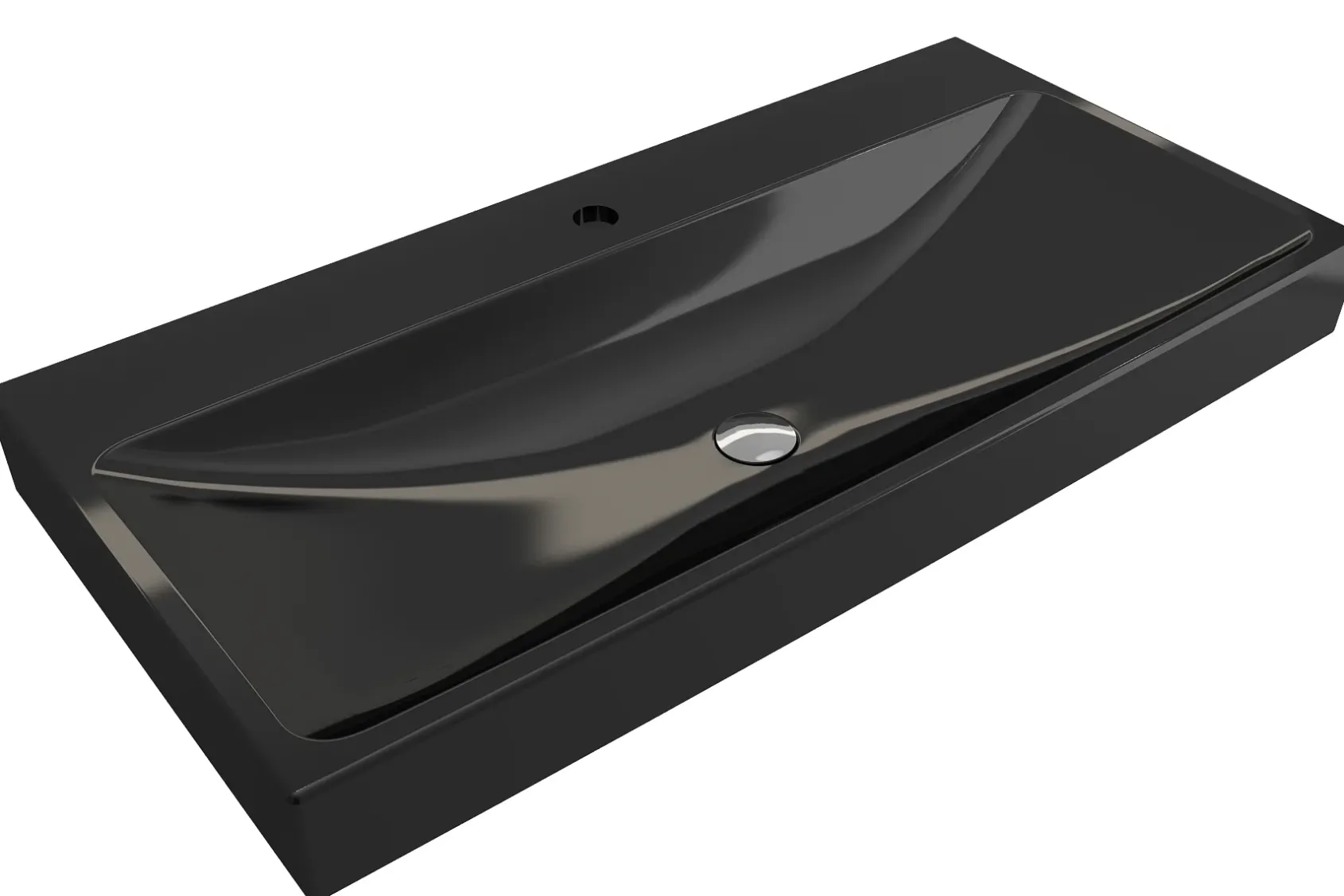 BOCCHI Scala 40" Rectangle Wallmount Fireclay Bathroom Sink, Black, Single Faucet Hole, 1079-005-0126
