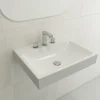 BOCCHI Scala 24" Rectangle Wallmount Fireclay Bathroom Sink, Matte White, 3 Faucet Hole, 1077-002-0127