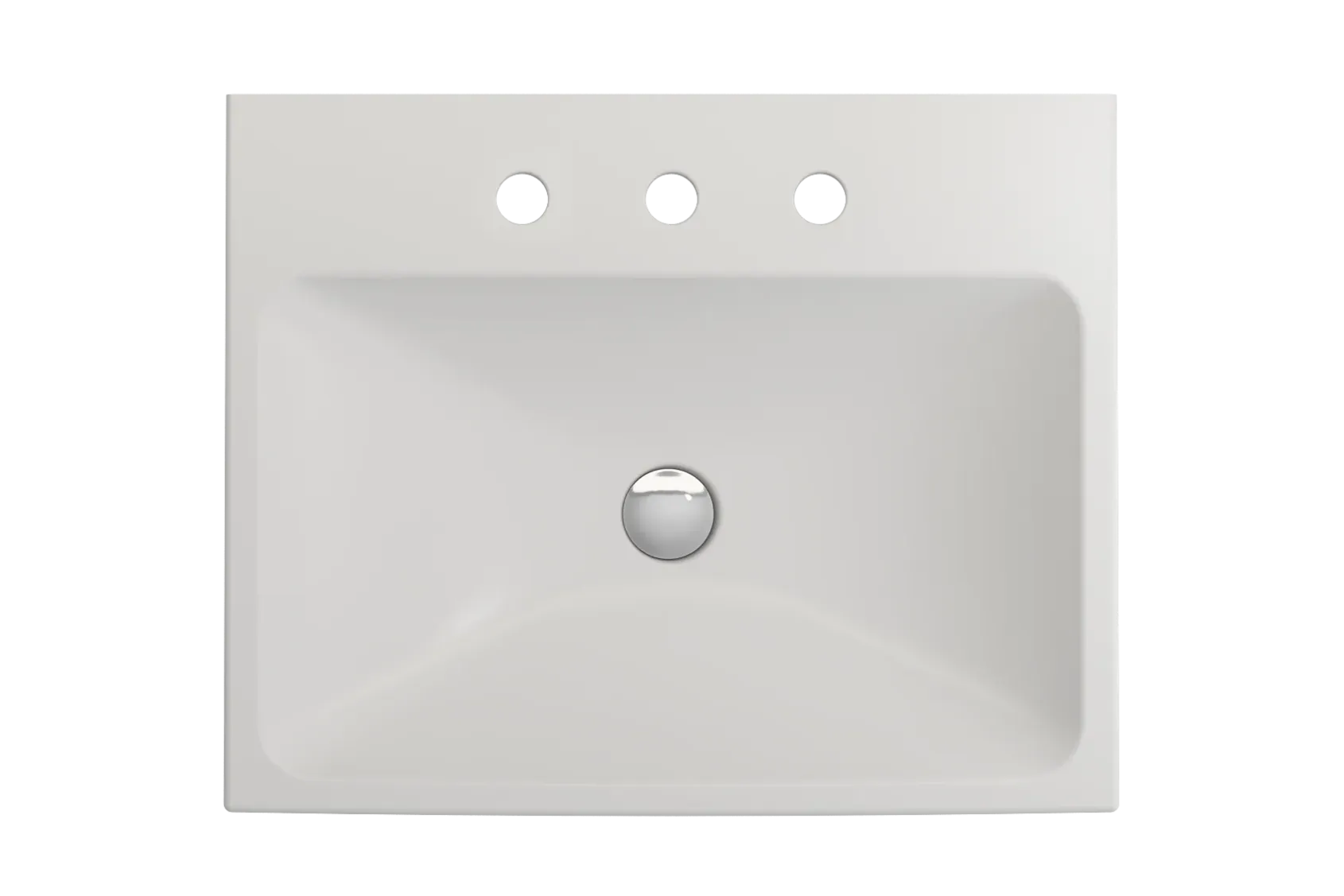 BOCCHI Scala 24" Rectangle Wallmount Fireclay Bathroom Sink, Matte White, 3 Faucet Hole, 1077-002-0127