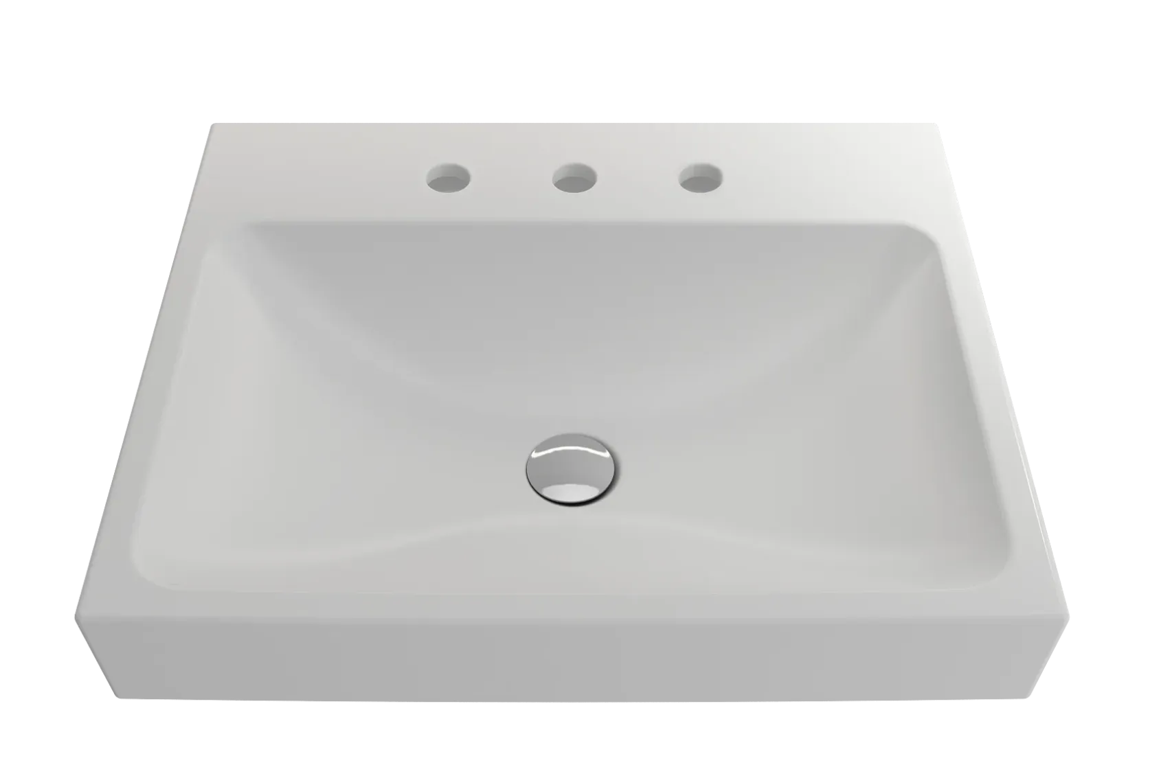 BOCCHI Scala 24" Rectangle Wallmount Fireclay Bathroom Sink, Matte White, 3 Faucet Hole, 1077-002-0127
