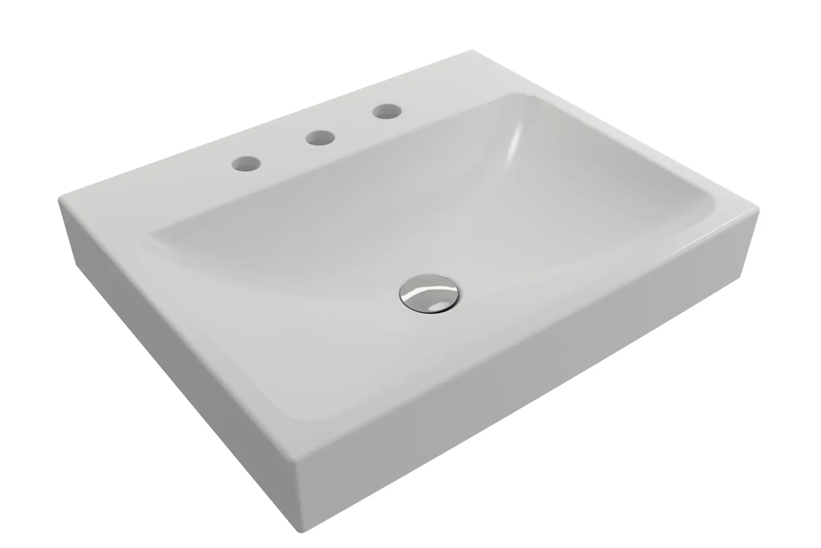 BOCCHI Scala 24" Rectangle Wallmount Fireclay Bathroom Sink, Matte White, 3 Faucet Hole, 1077-002-0127