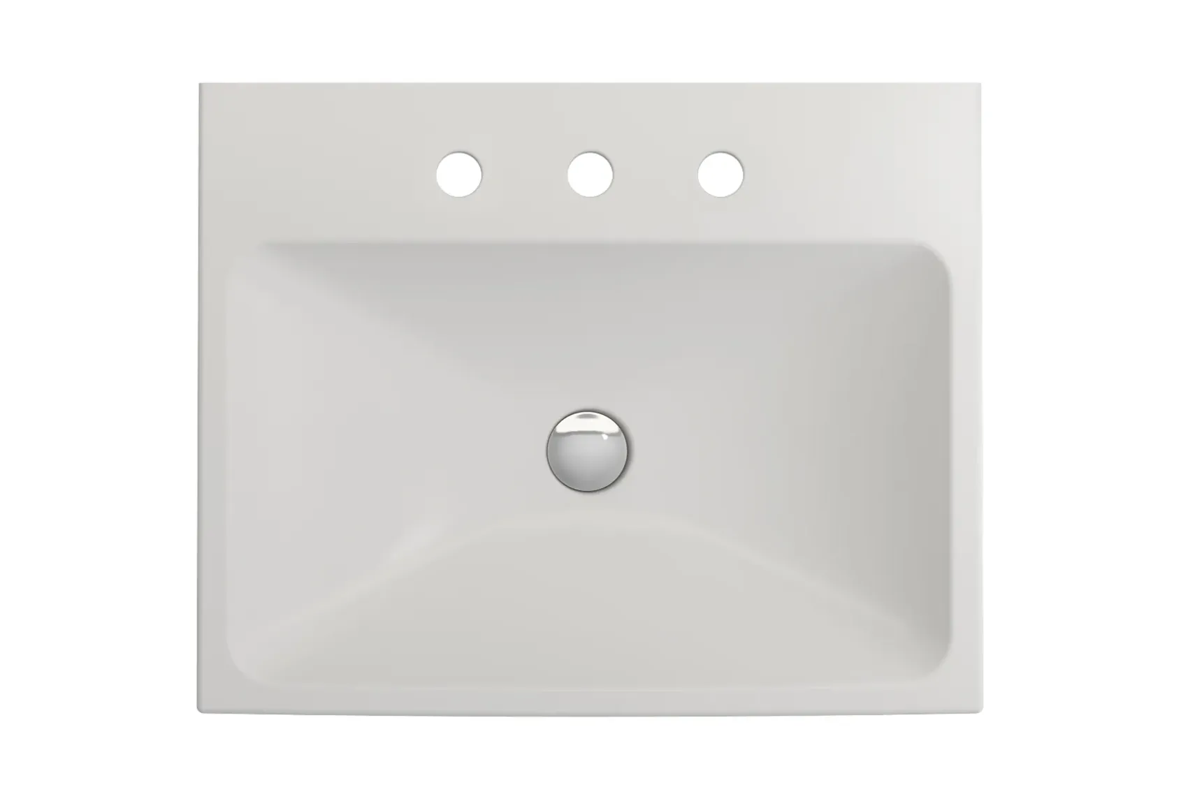 BOCCHI Scala 24" Rectangle Wallmount Fireclay Bathroom Sink, Matte White, 3 Faucet Hole, 1077-002-0127